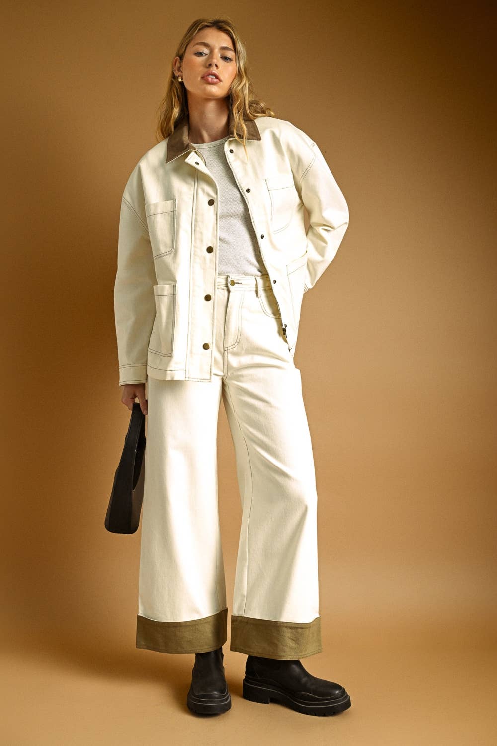 CONTRAST CUFF PANTS