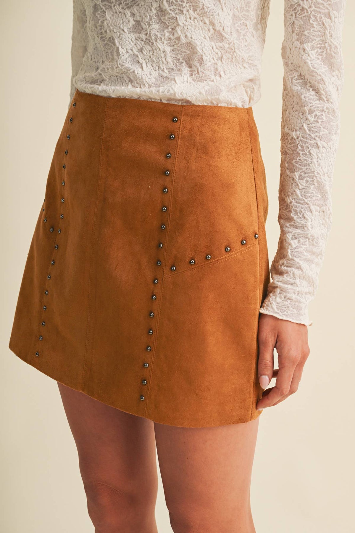 Studded Suede Skirt