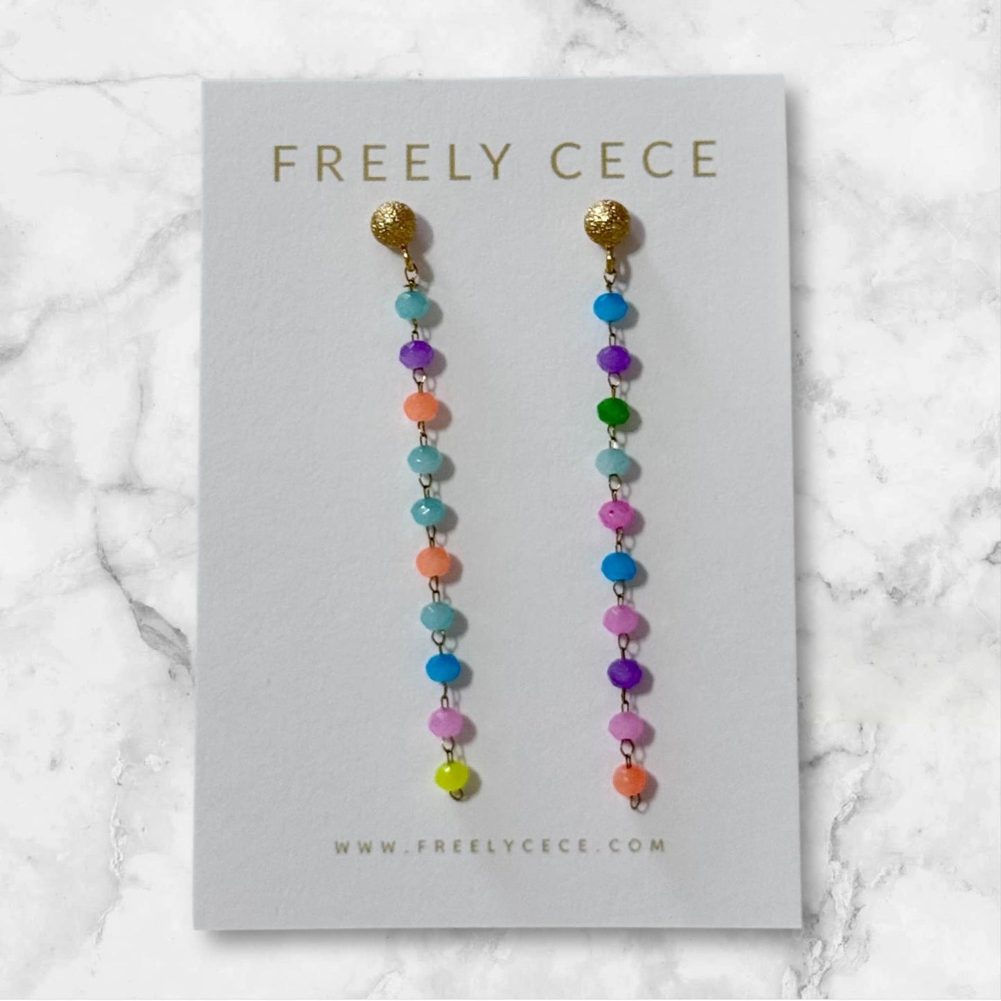 Multicolor Gold Chain Beaded Earrings 