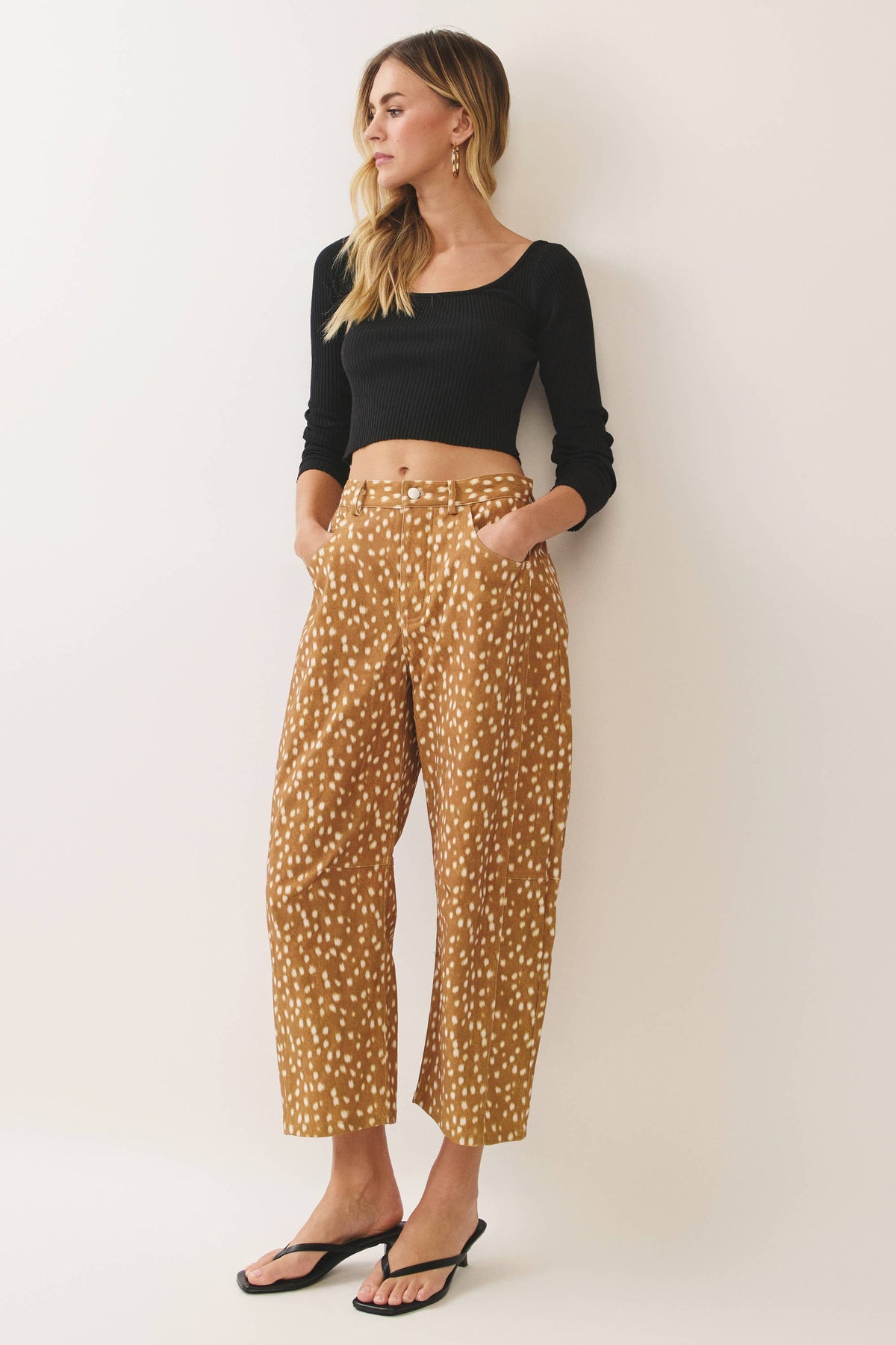 Deer Print Barrel Pants