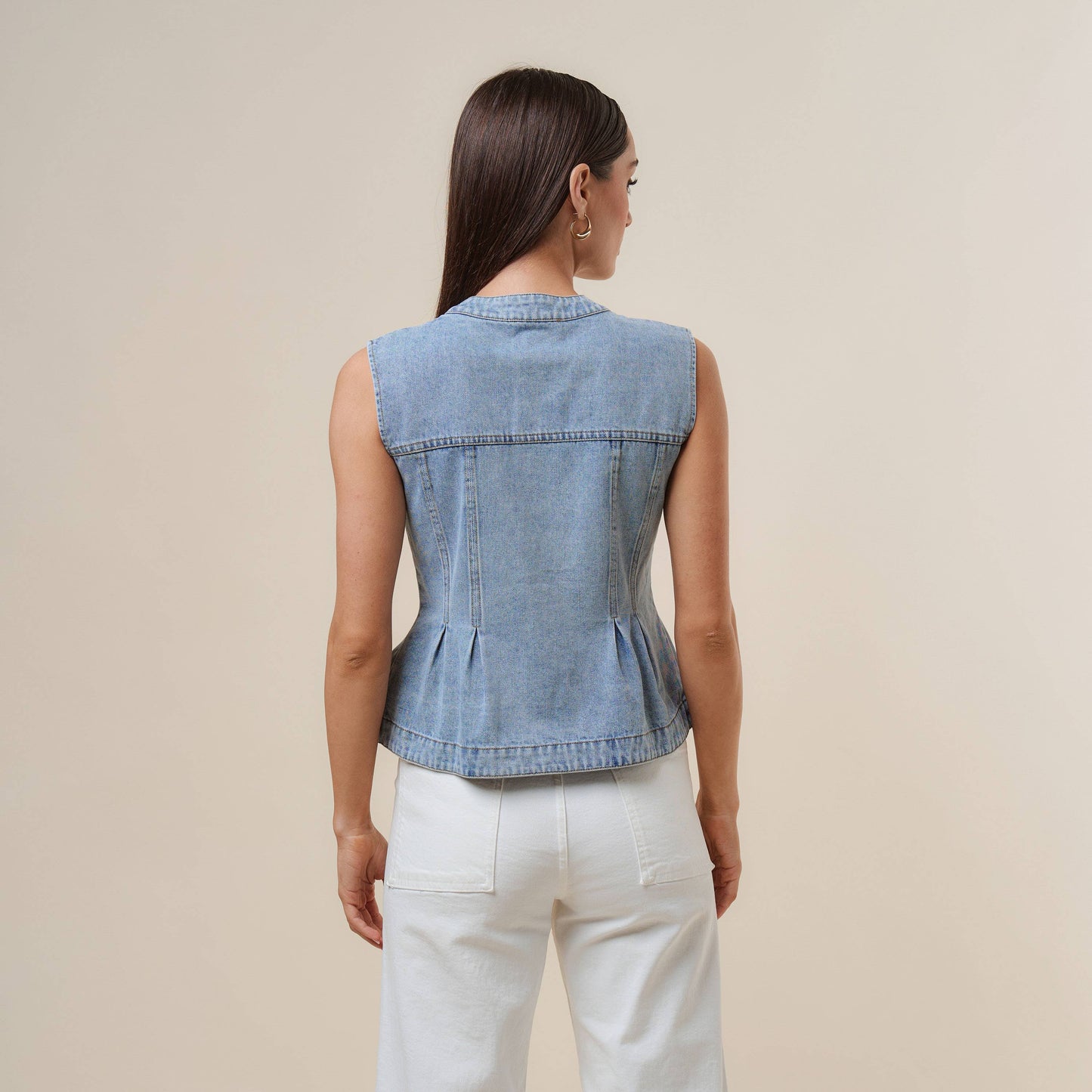 Denim peplum vest
