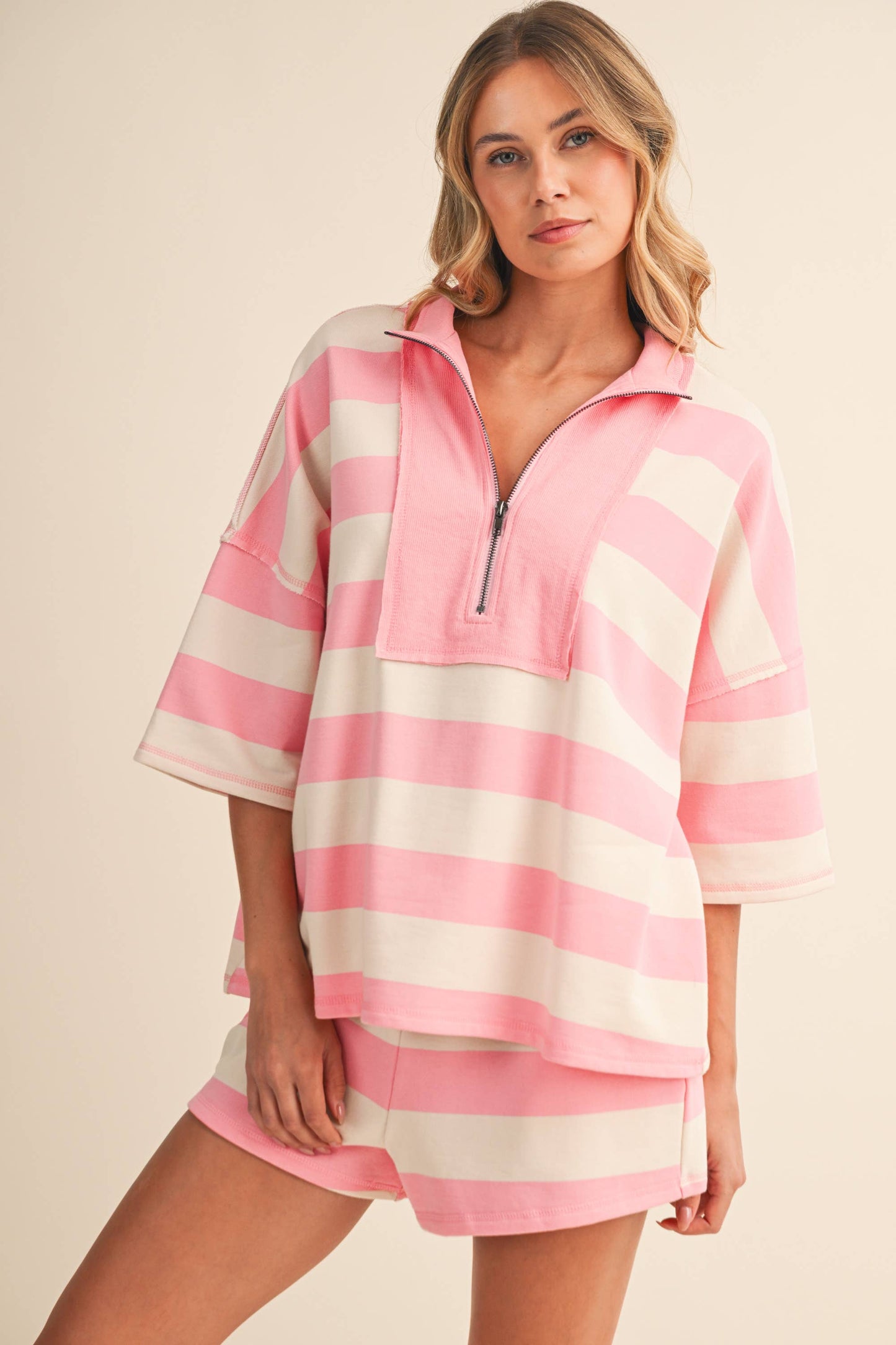STRIPED HALF ZIP SET *More Colors*