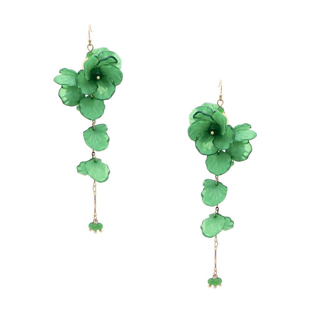 TRANSLUCENT FLOWER CLUSTER DROP EARRINGS