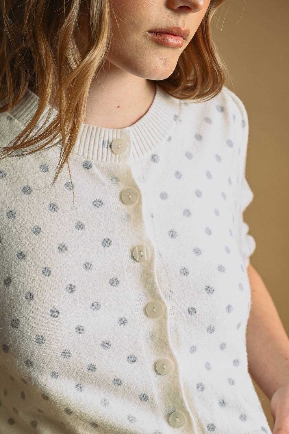 POLKA DOT SHORT SLEEVE CARDIGAN