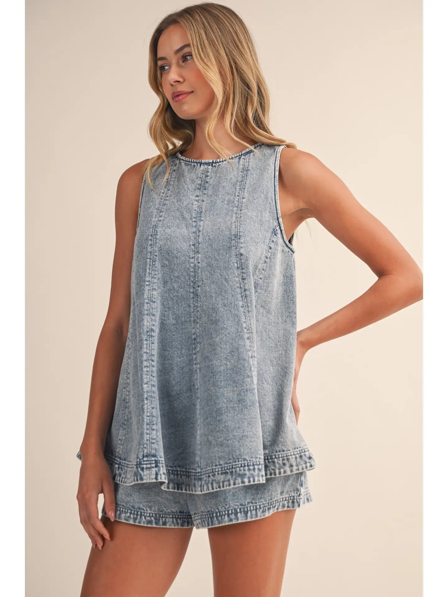 DENIM LONGLINE SET