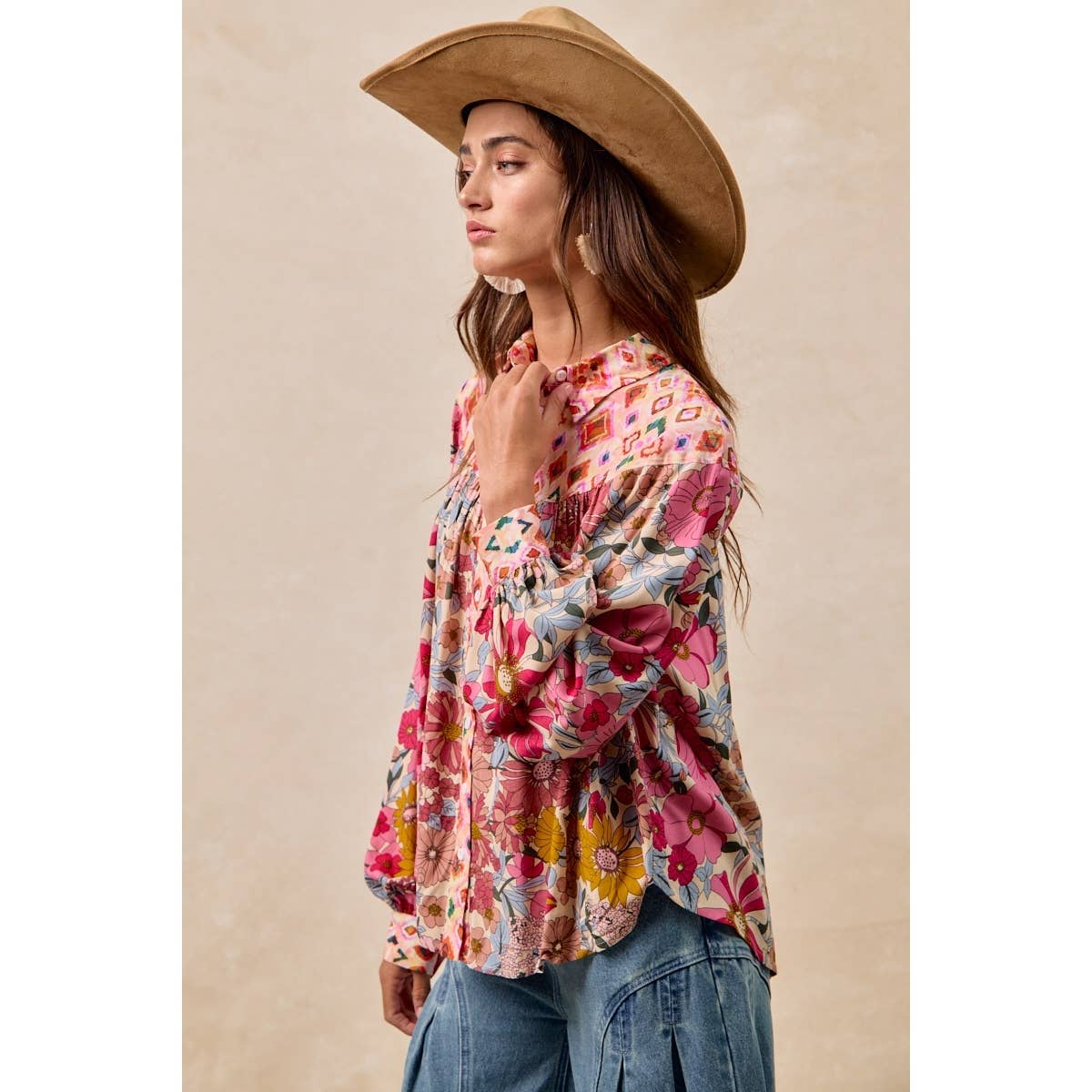 FLORAL PRINT DETAIL BLOUSE