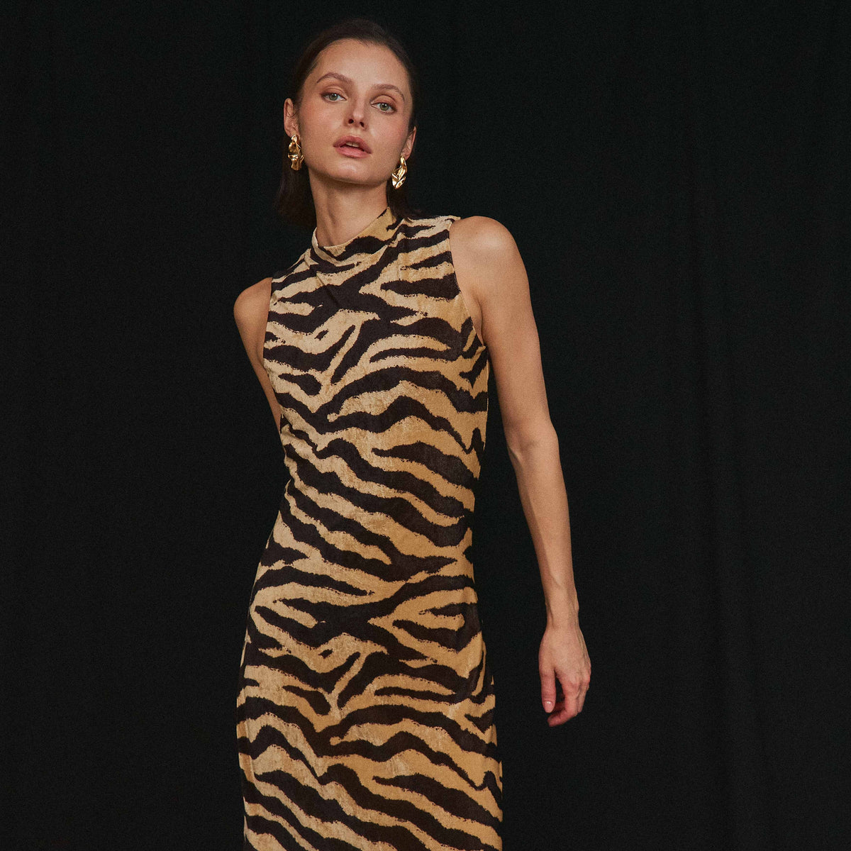 Tiger print maxi dress