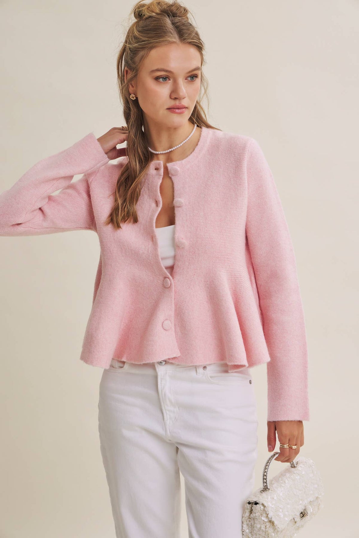 PEPLUM BUTTON SWEATER *MORE COLORS*