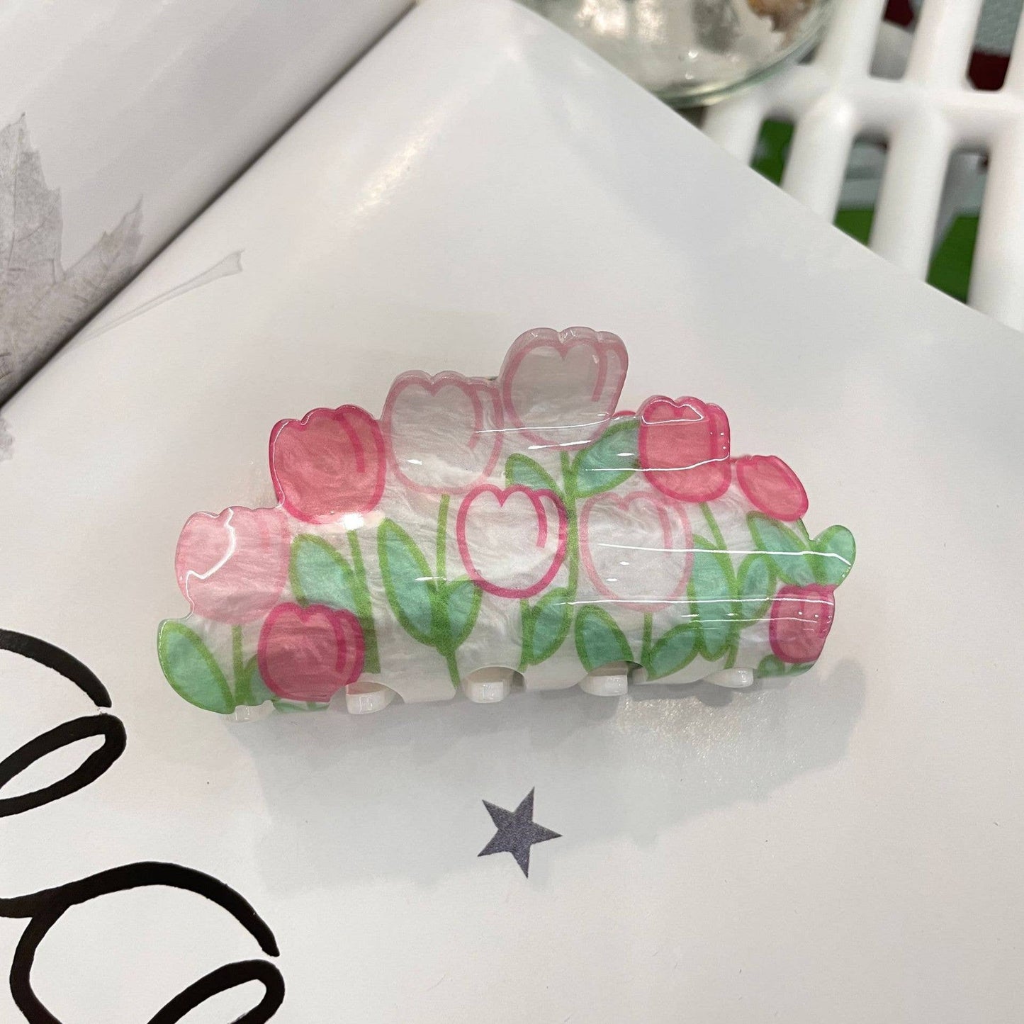 Dopamine-Style Floral Hair Clip Holiday Hair Accessory