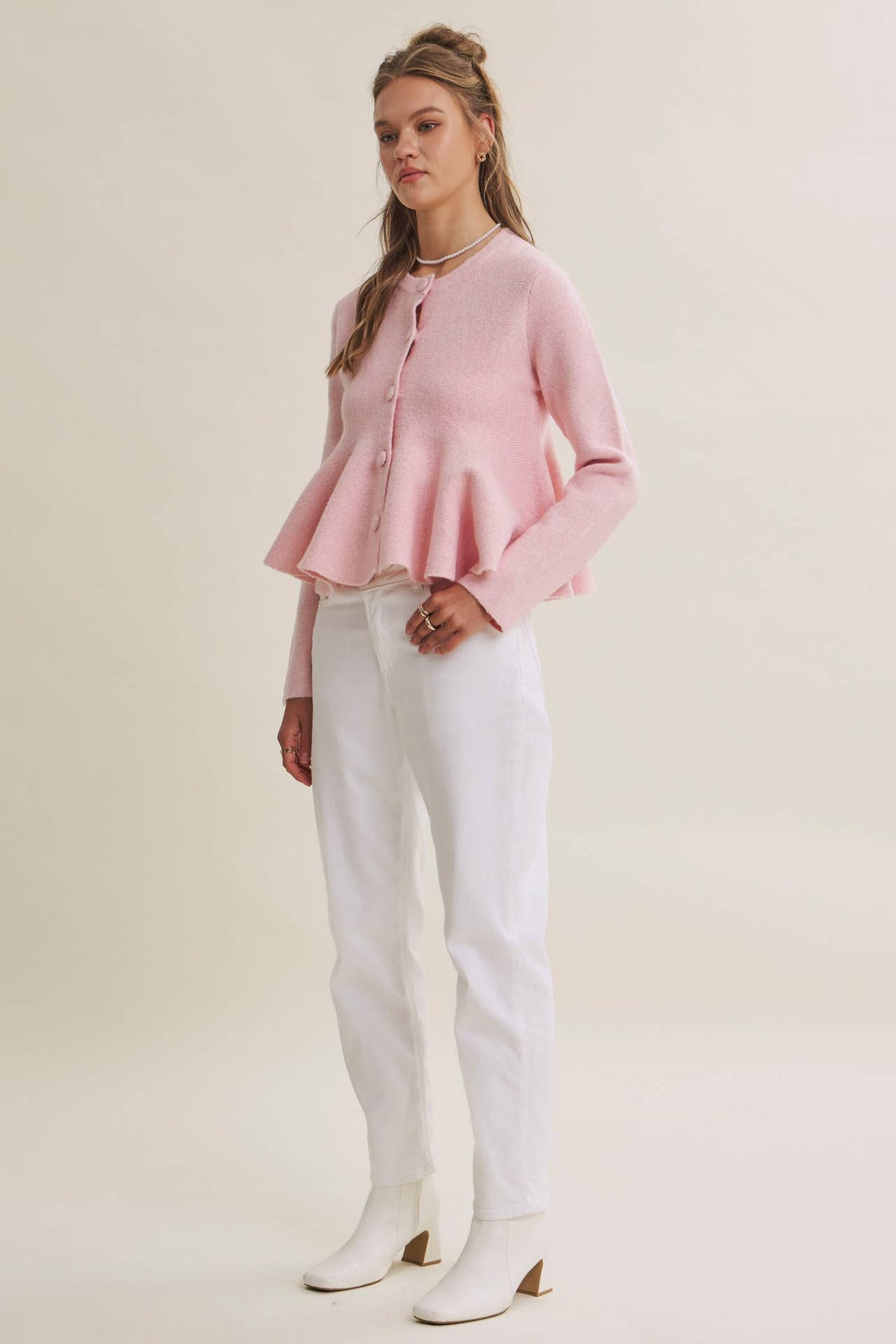 PEPLUM BUTTON SWEATER *MORE COLORS*