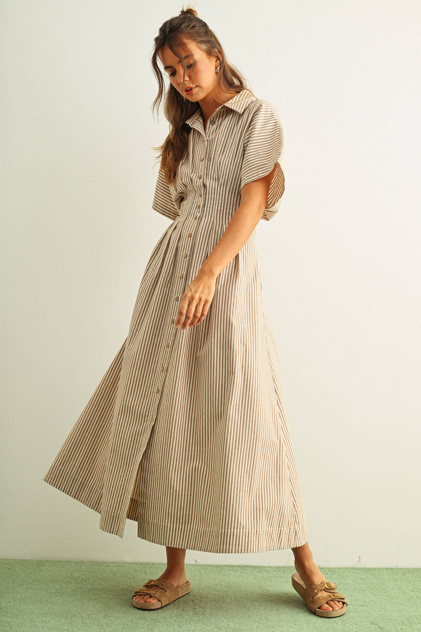 STRIPED BUTTONDOWN SHIRT DRESS