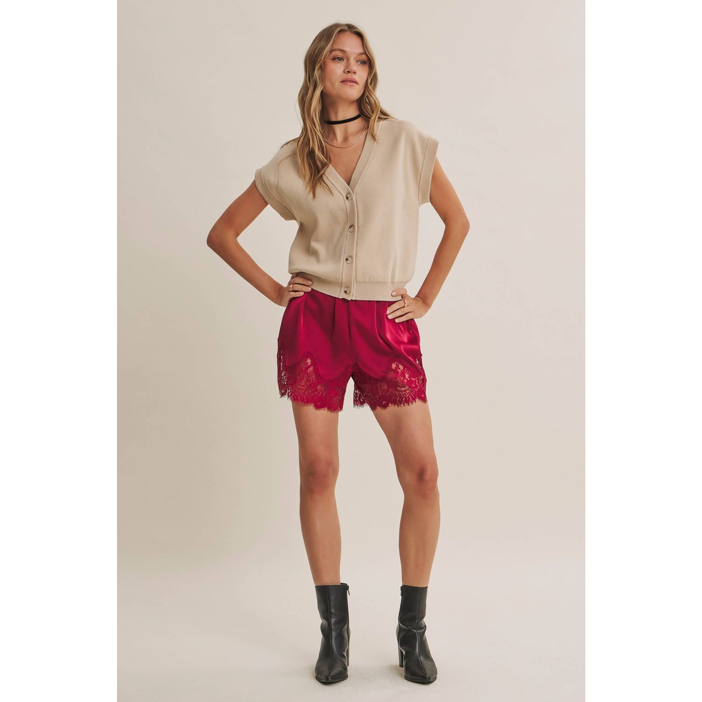 SATIN LACE ELASTIC WAIST SHORTS *More Colors*