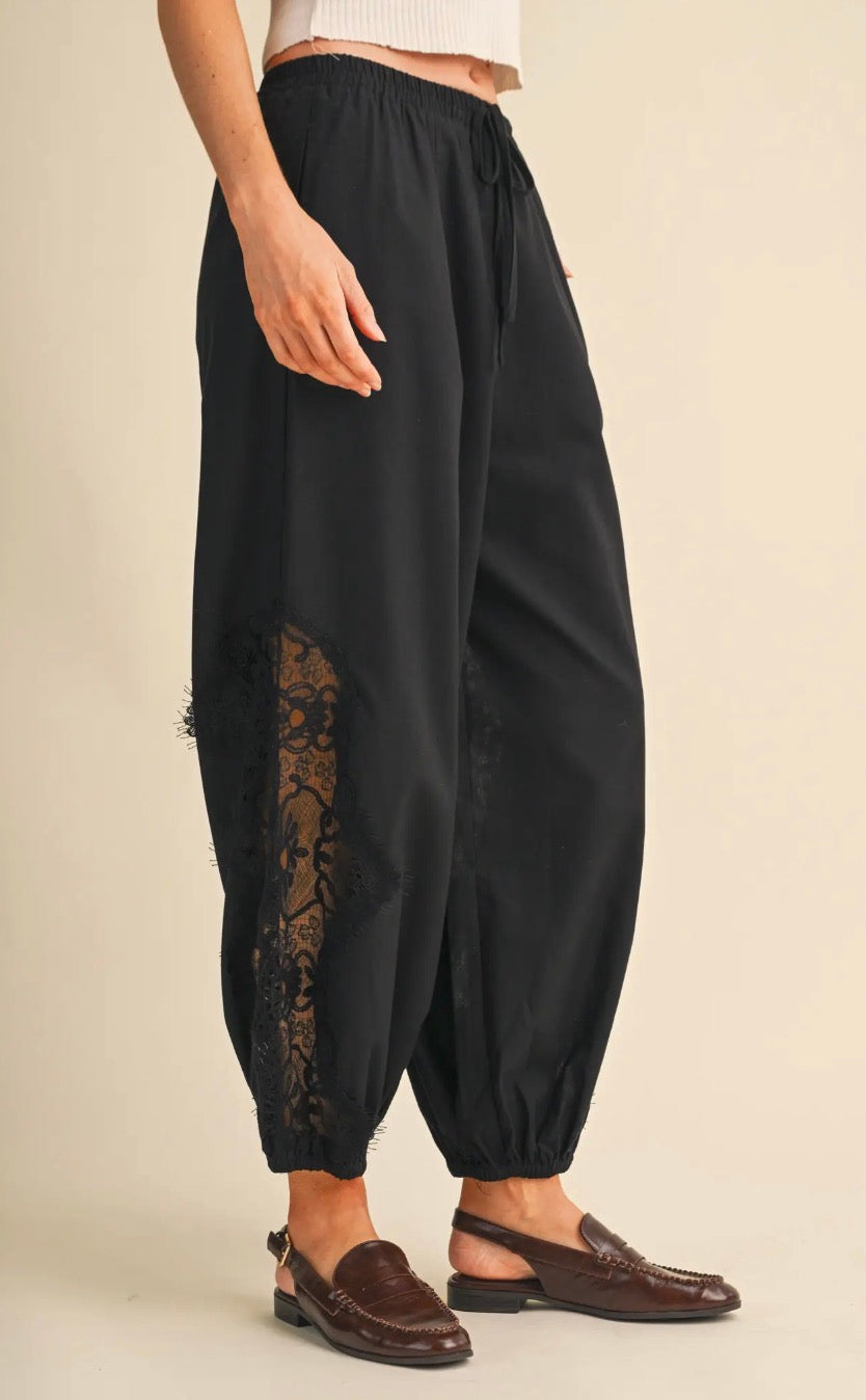 LACE DETAIL BALLOON PANTS *More Colors*