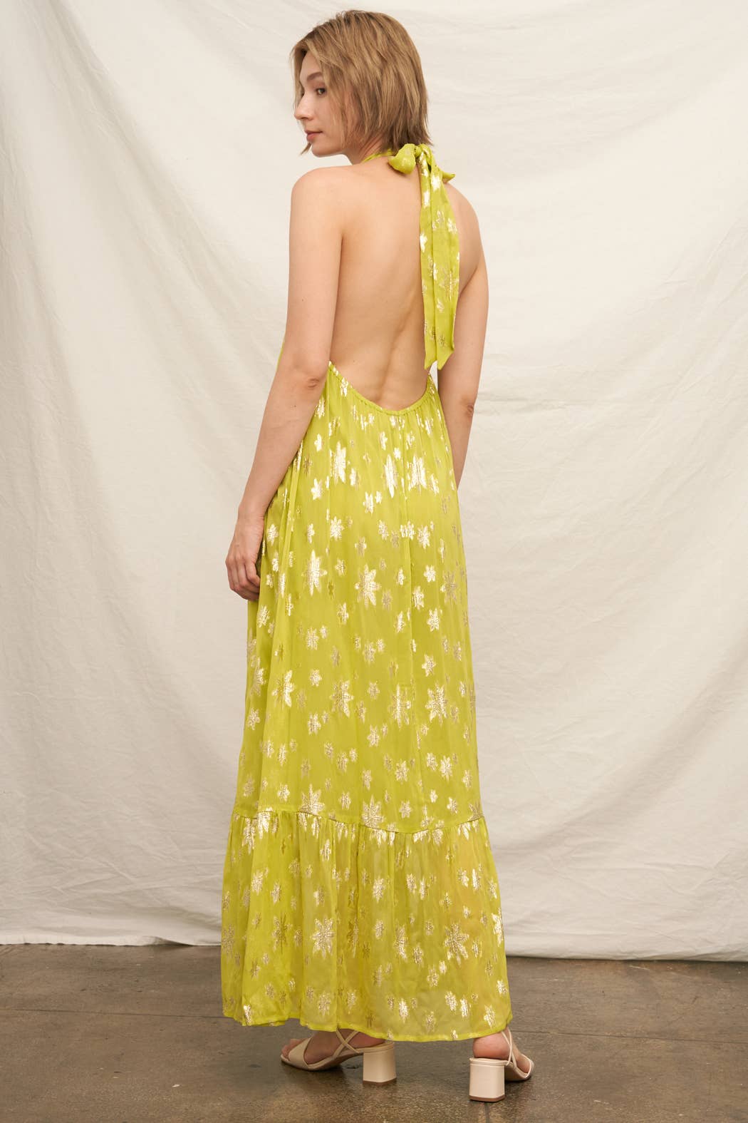 Halter Neck Metallic Maxi