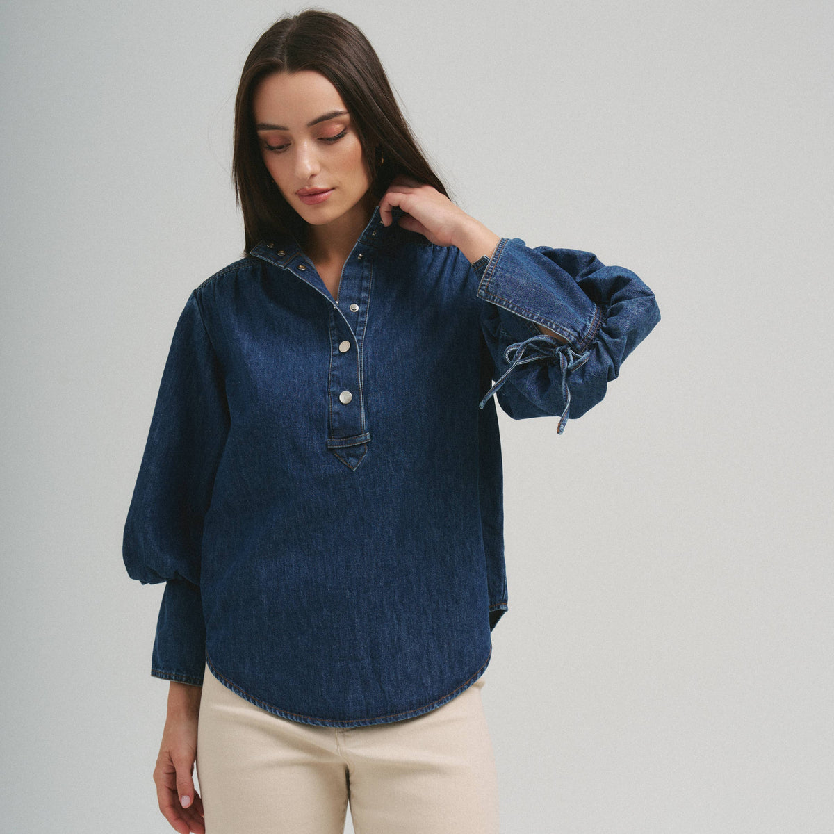 Button Denim Top