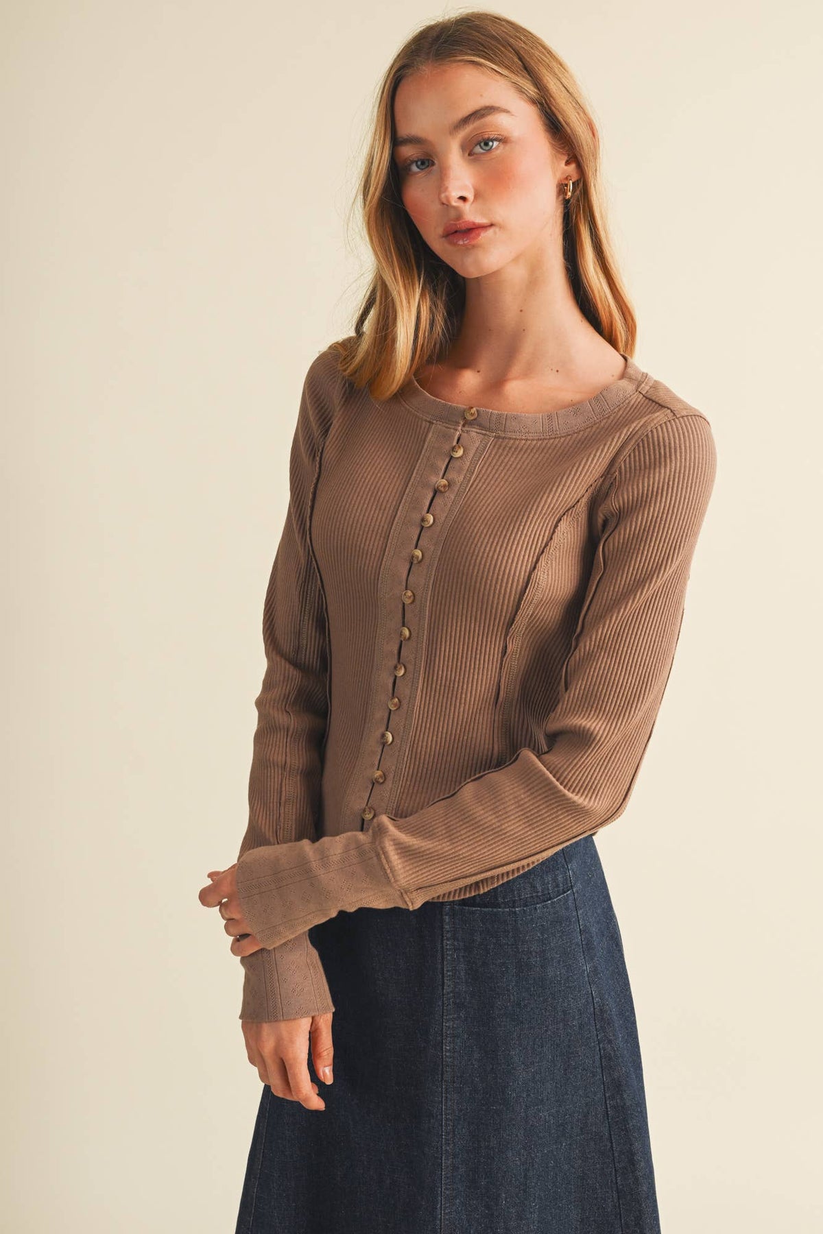 Corset-Seam Cuff Blouse