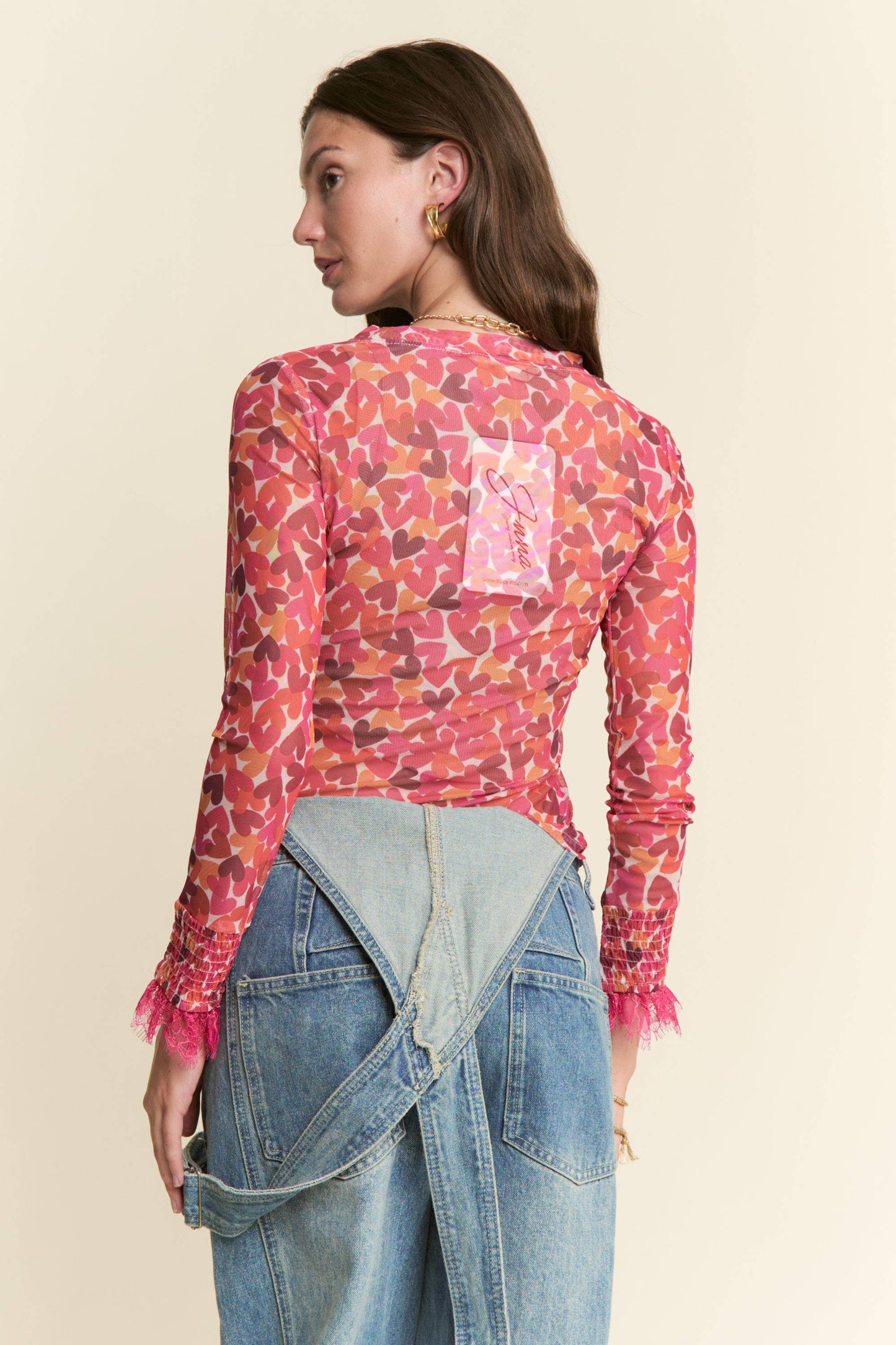 HEART LACE MESH TOP
