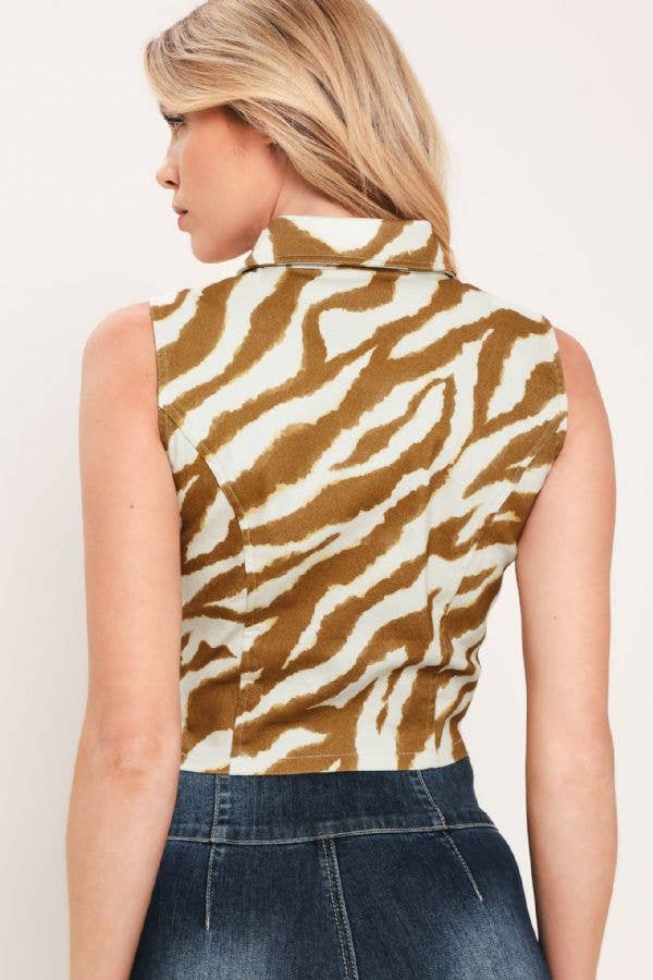 Printed woven crop top
