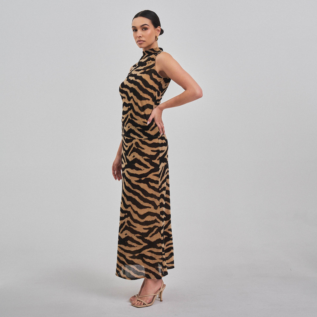 Tiger print maxi skirt
