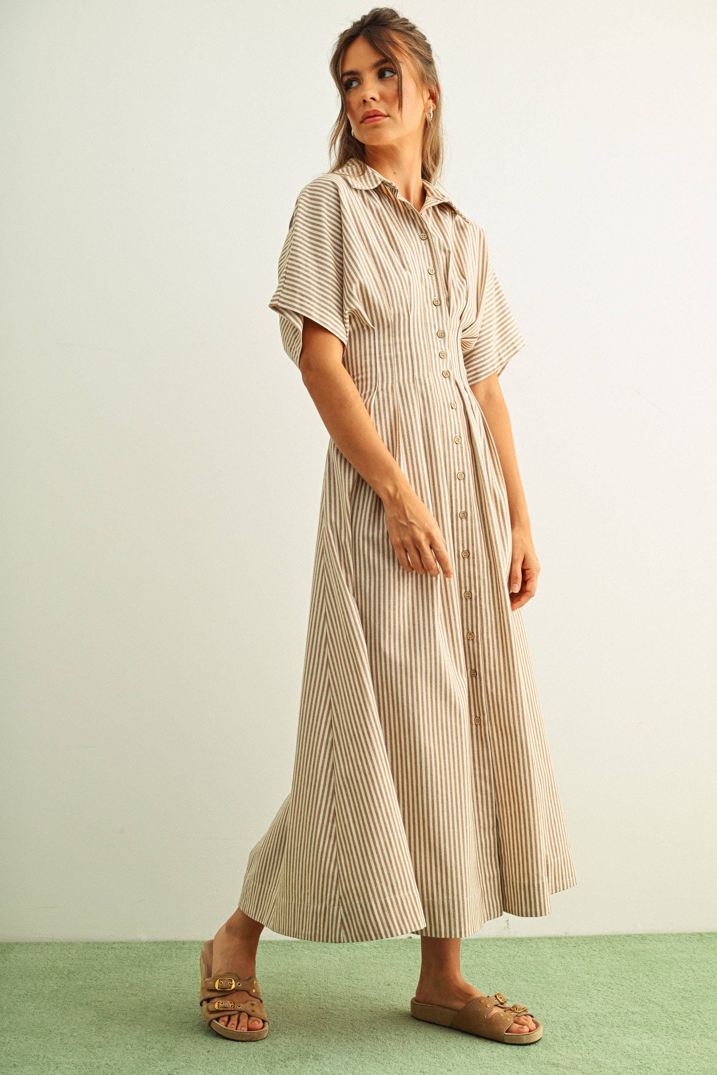 STRIPED BUTTONDOWN SHIRT DRESS