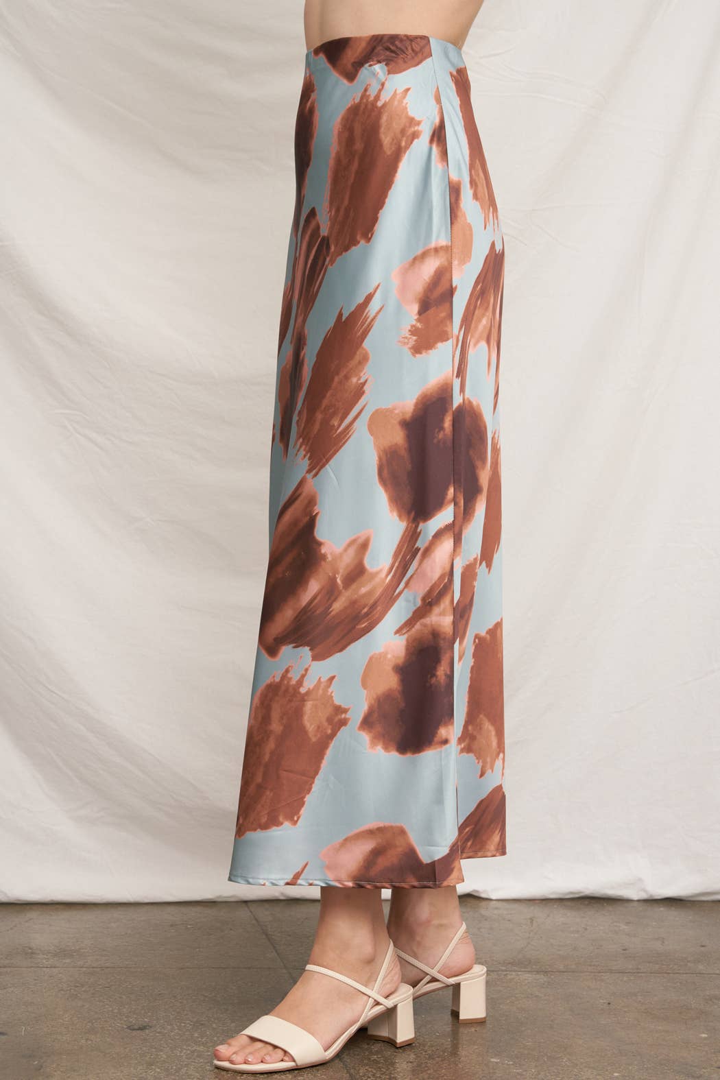 Floral Satin Maxi Skirt