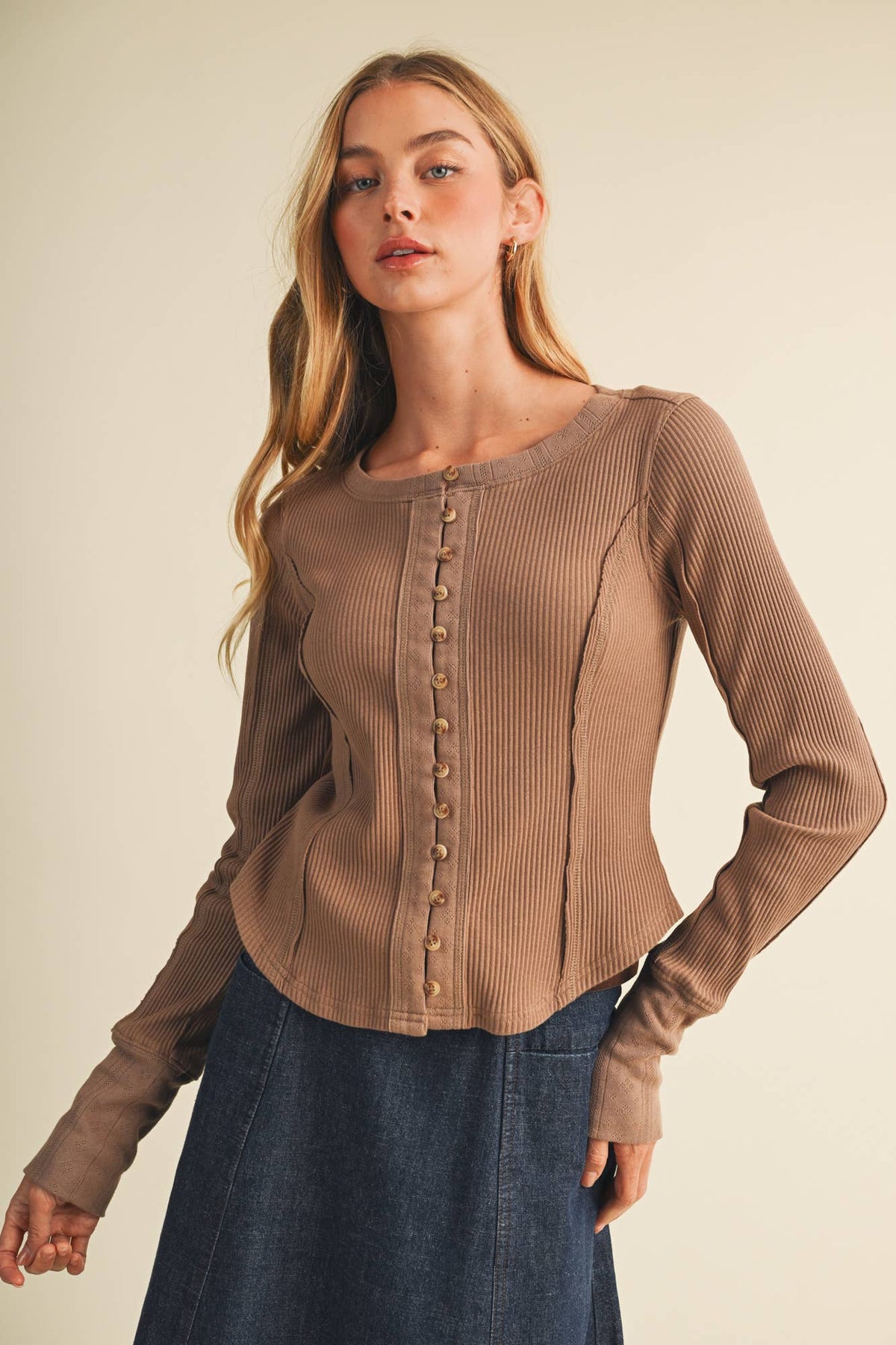 Corset-Seam Cuff Blouse