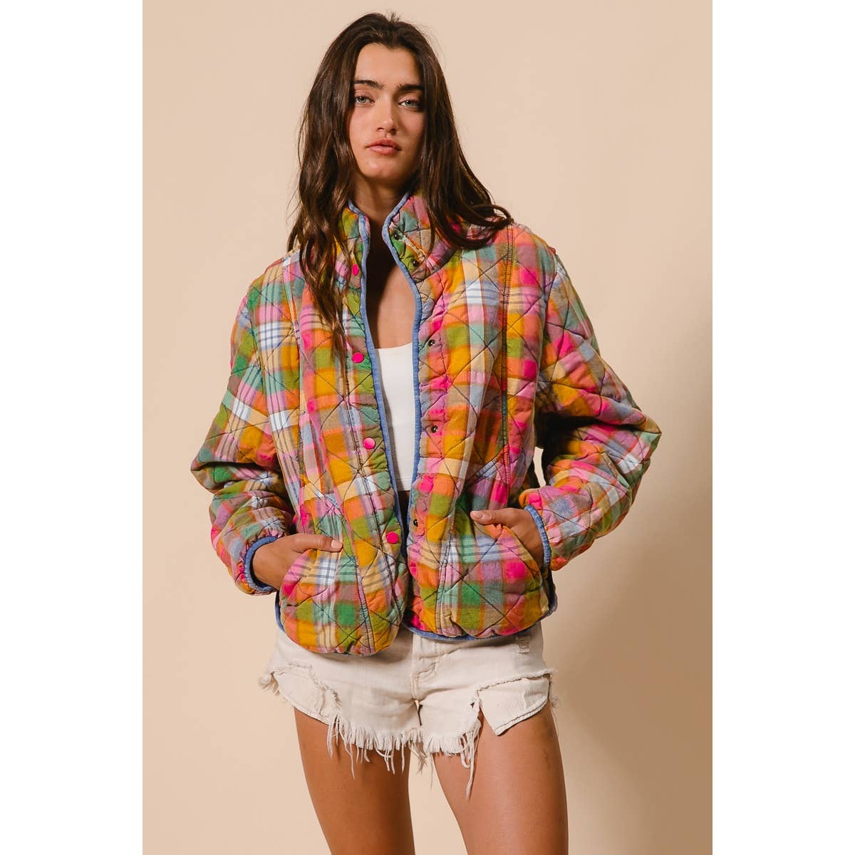 PLAID QUILTED JACKET
