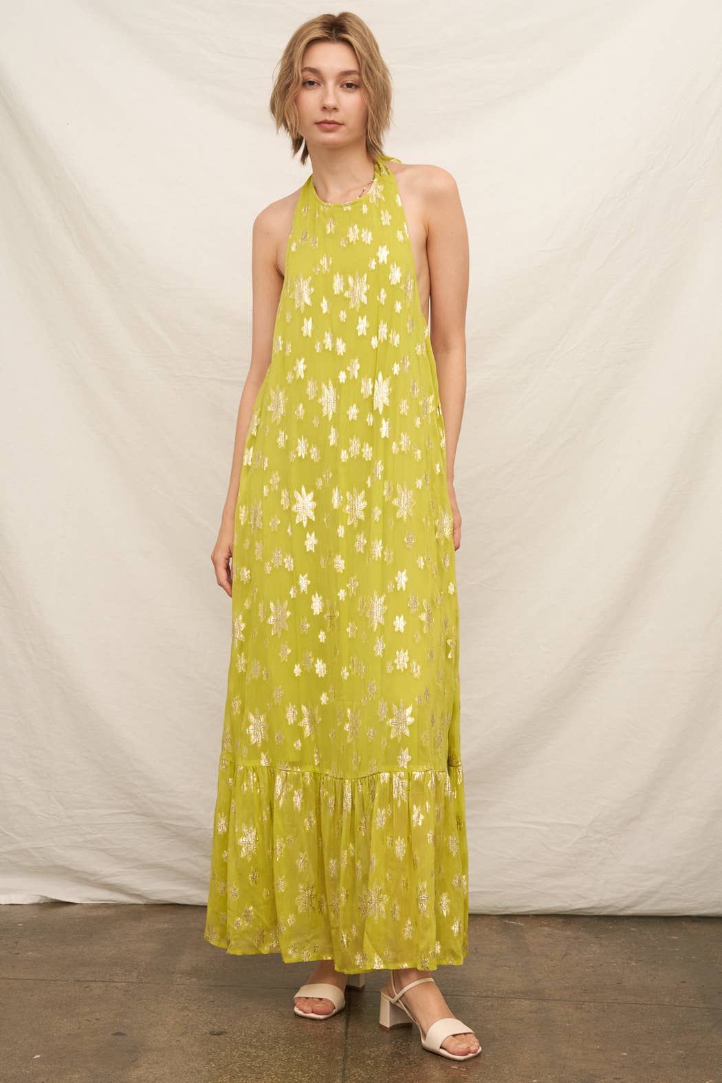 Halter Neck Metallic Maxi