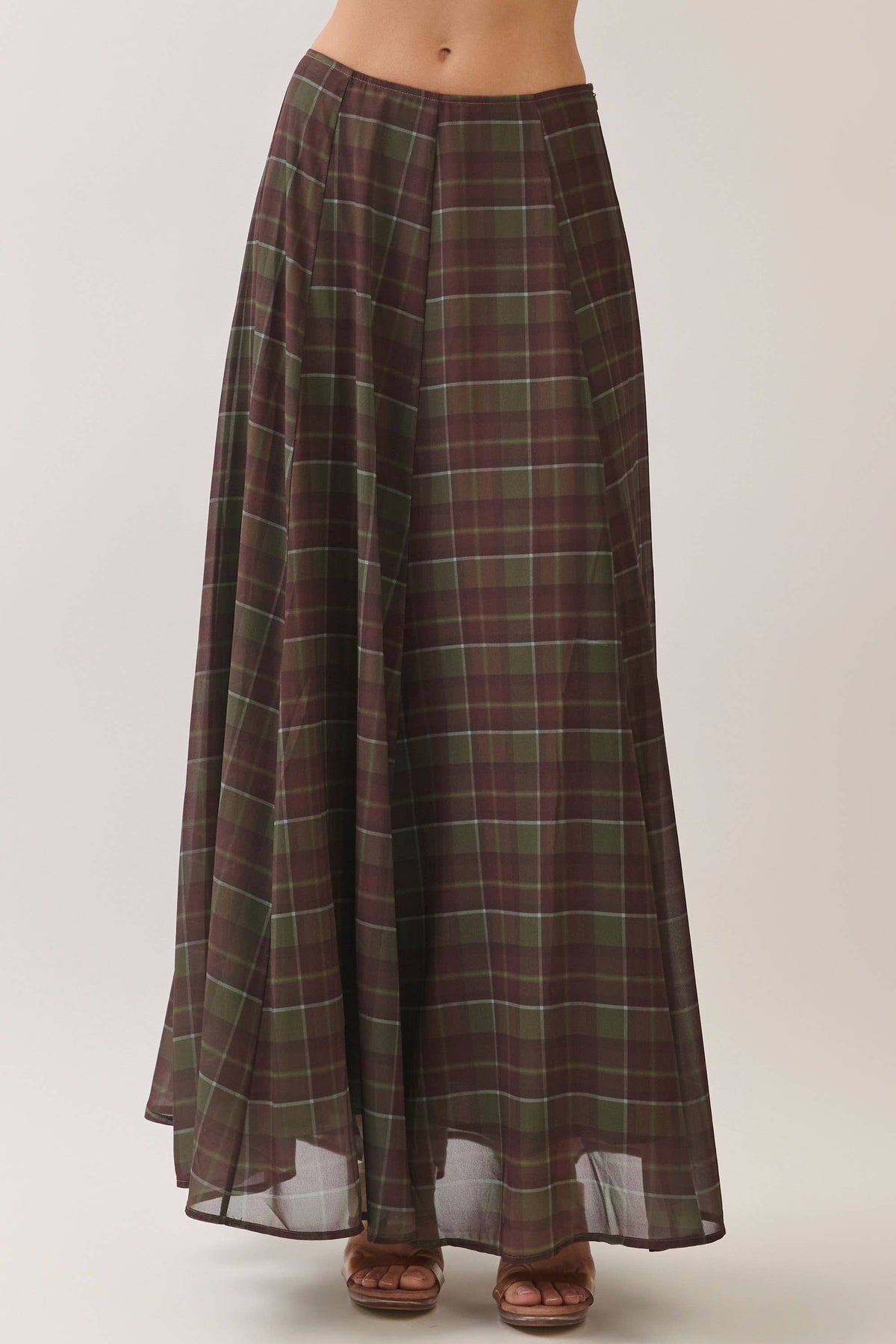 Plaid Maxi A Line Skirt