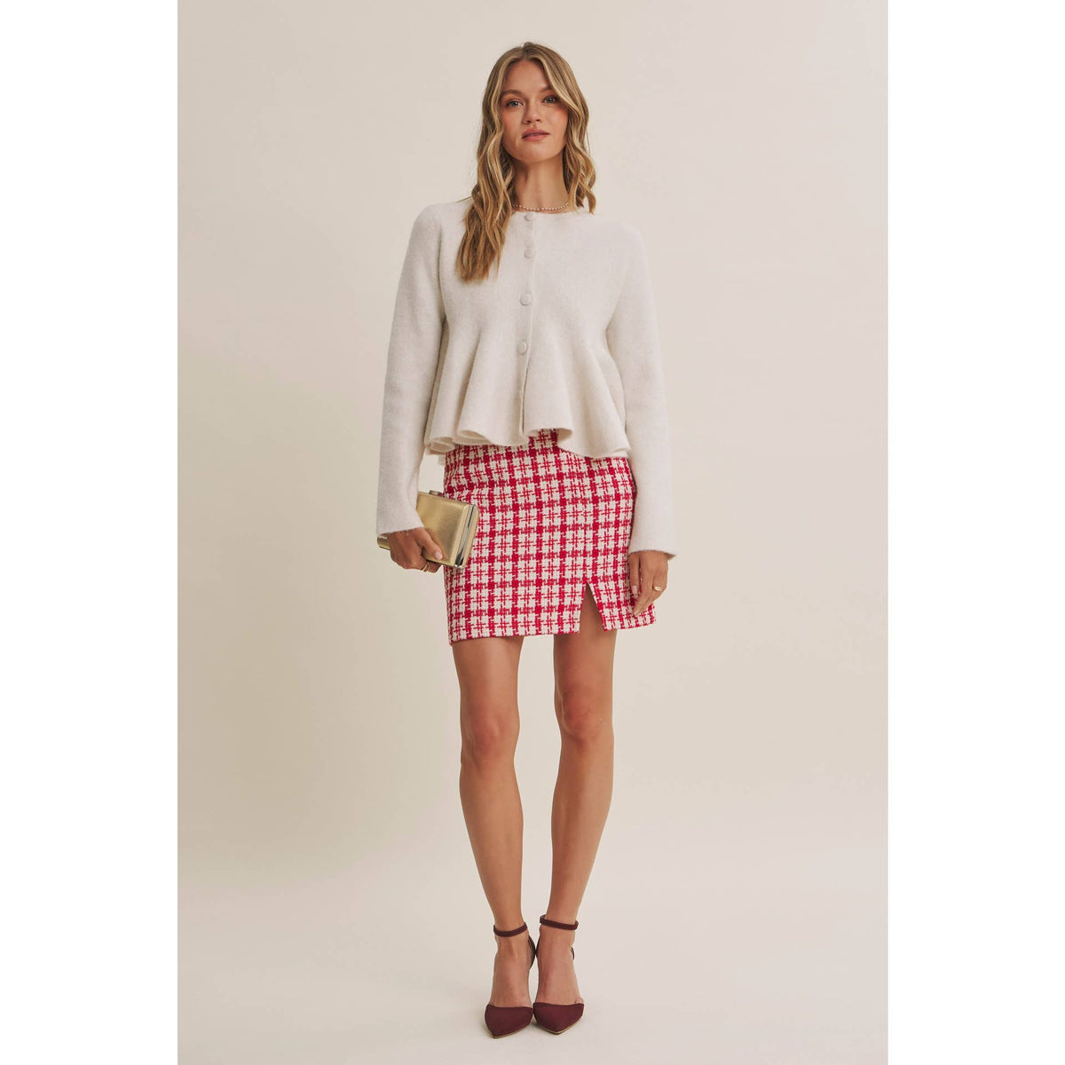PEPLUM BUTTON SWEATER *MORE COLORS*