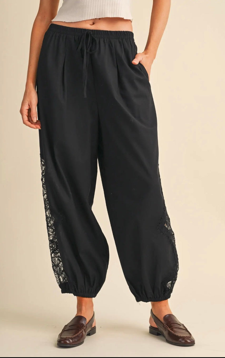 LACE DETAIL BALLOON PANTS *More Colors*