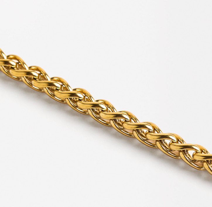 Rope Spiga Bracelet Stainless Steel  14K Gold. Waterproof
