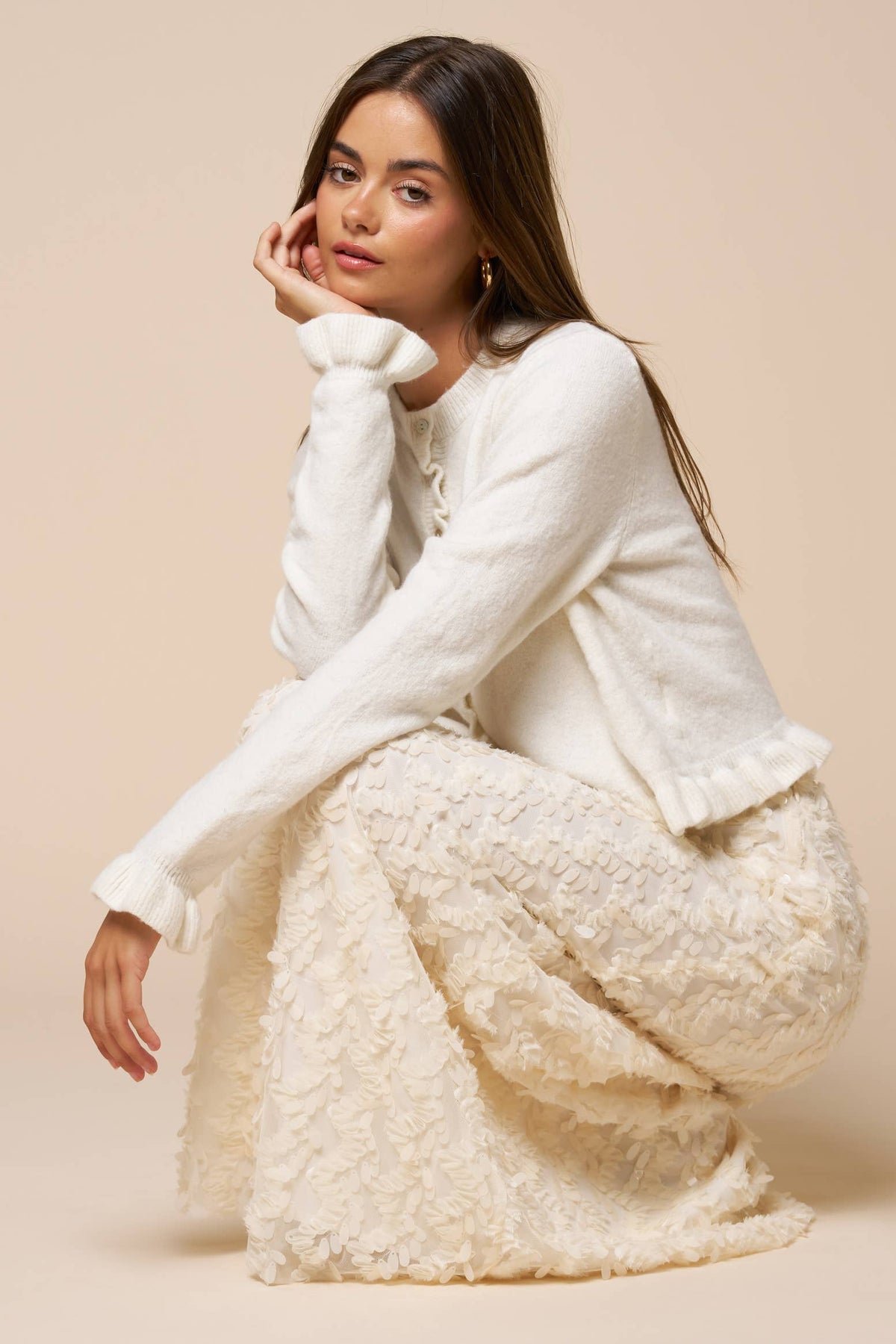 Ruffled Hem Cardigan