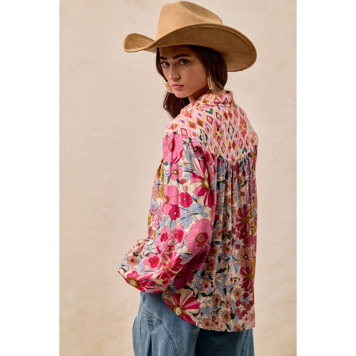 FLORAL PRINT DETAIL BLOUSE