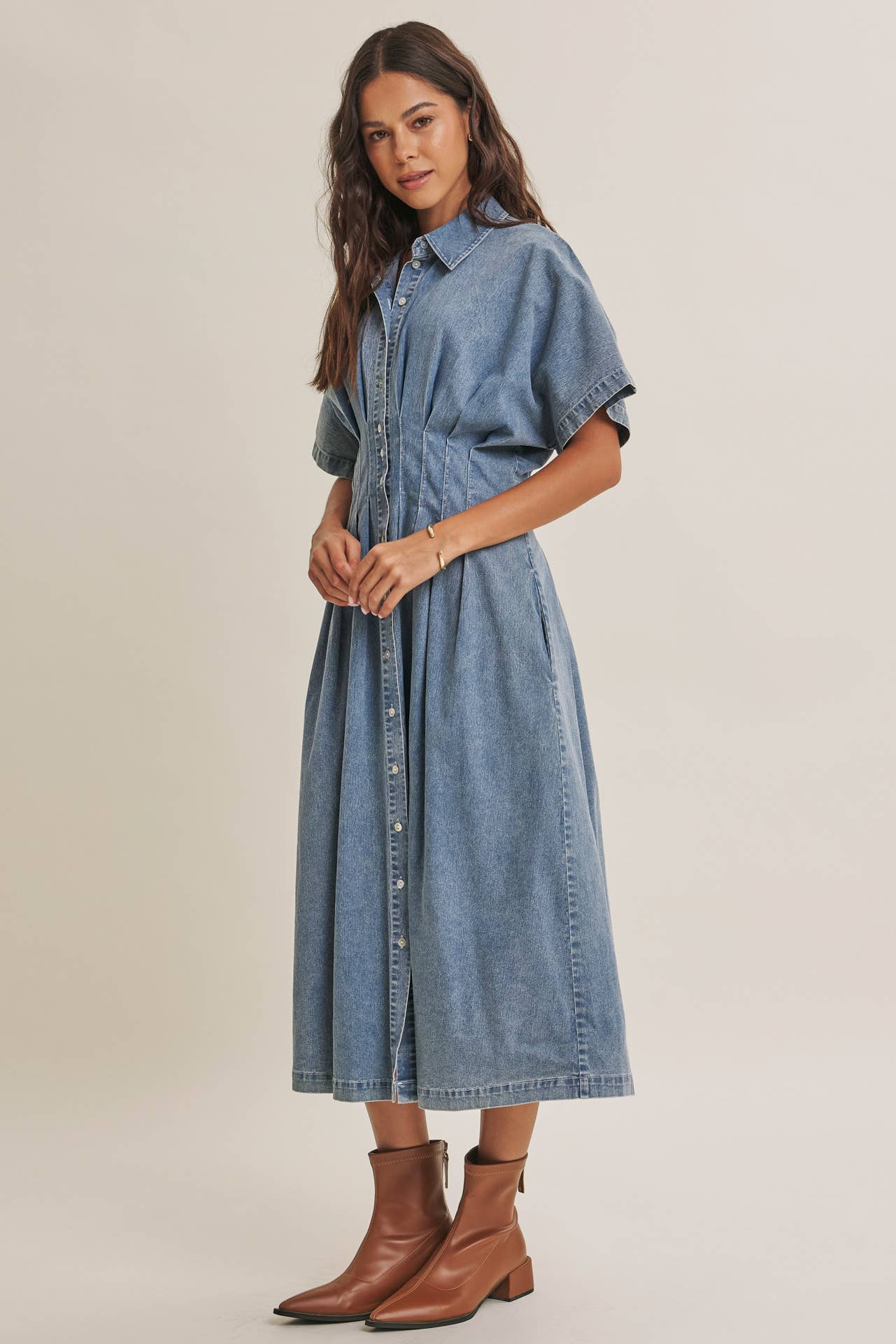 BUTTON-DOWN DENIM DRESS