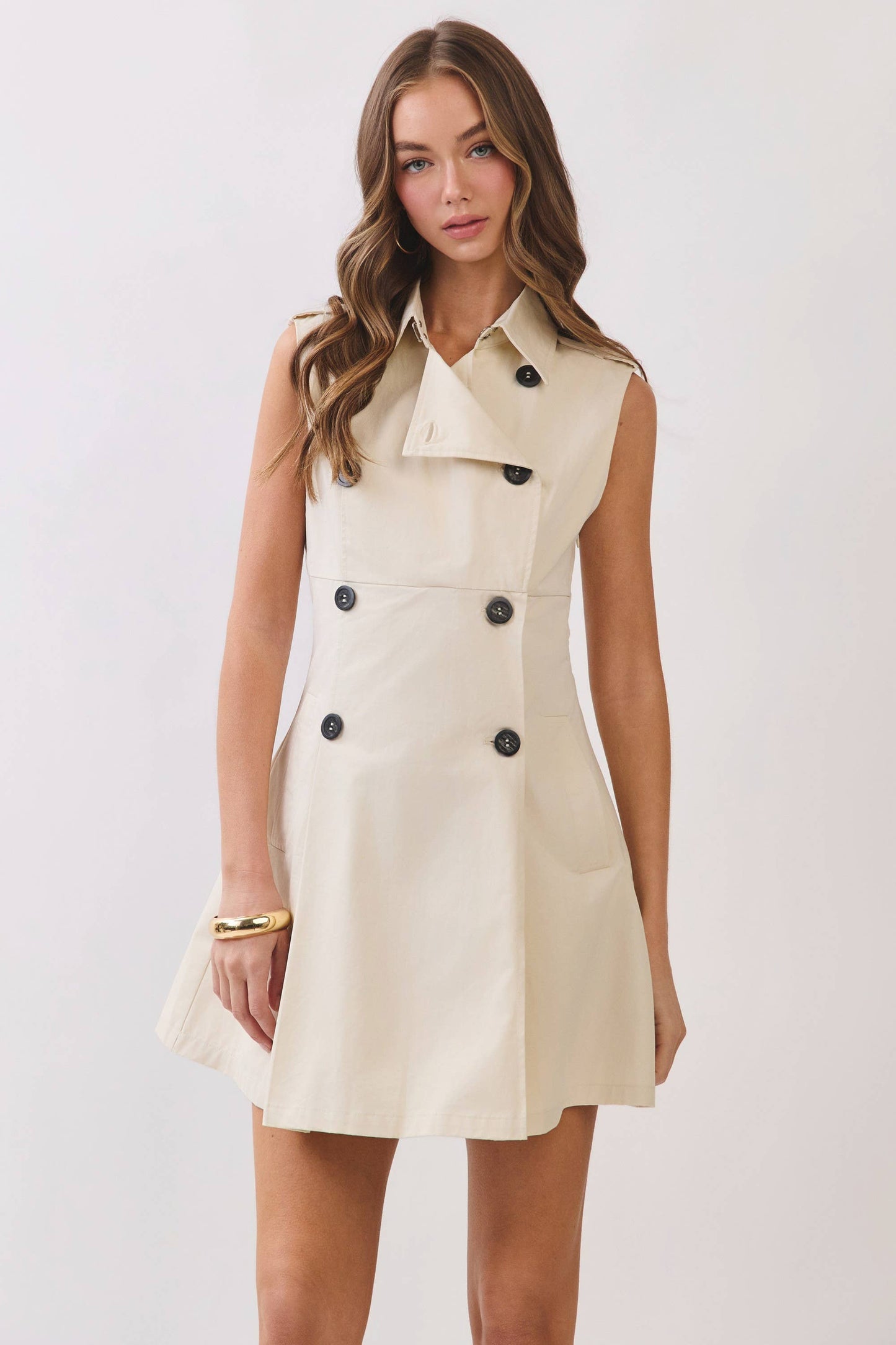 Sleeveless Trench Design Mini Dress