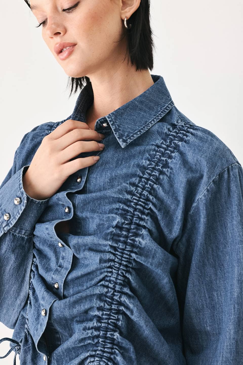 Denim Ruched Top