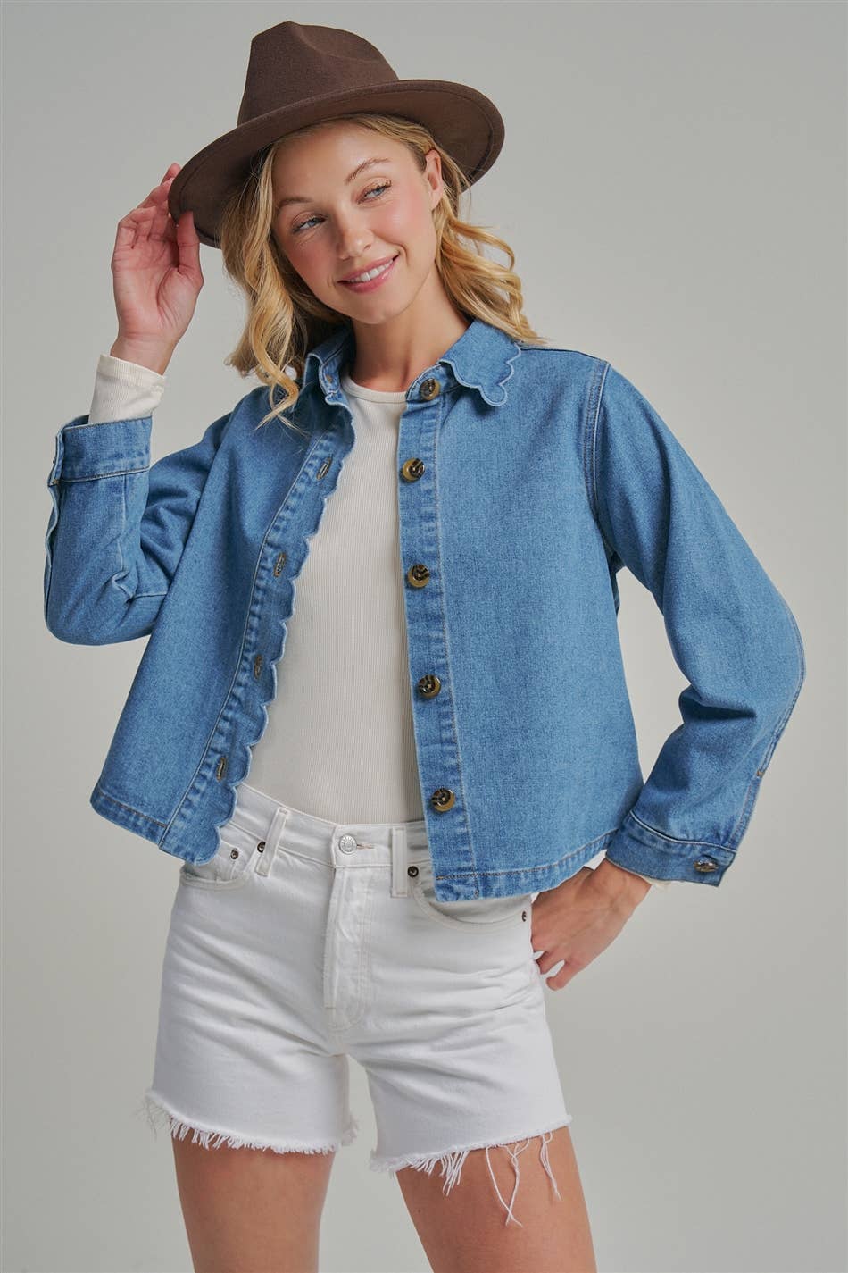 SCALLOP DENIM JACKET