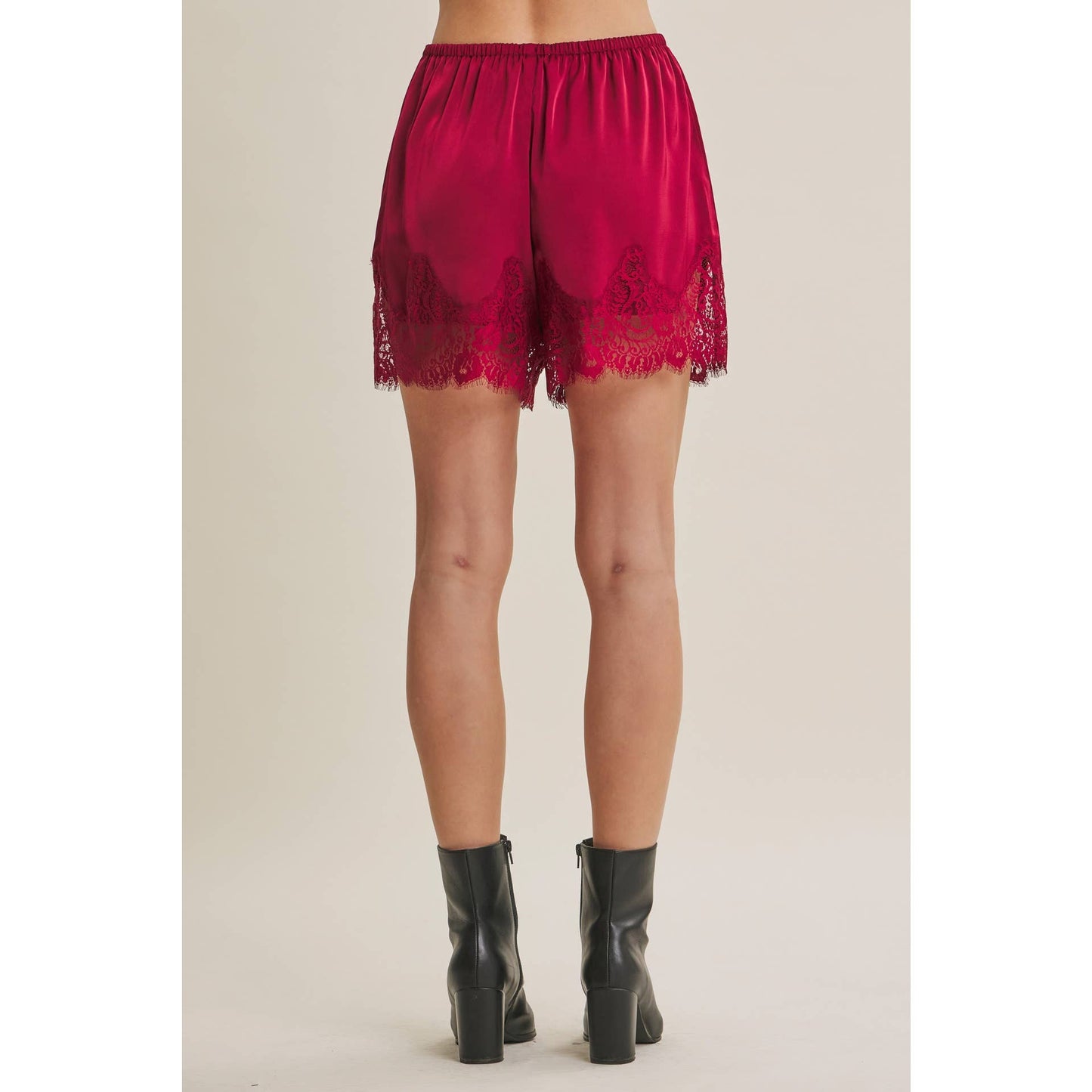 SATIN LACE ELASTIC WAIST SHORTS *More Colors*
