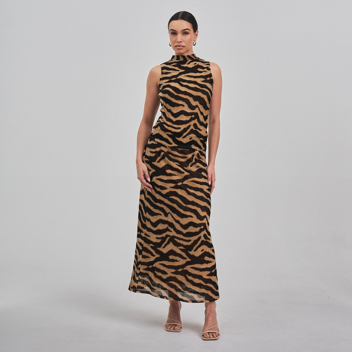 Tiger print maxi skirt