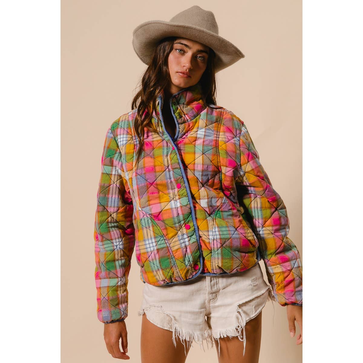 PLAID QUILTED JACKET