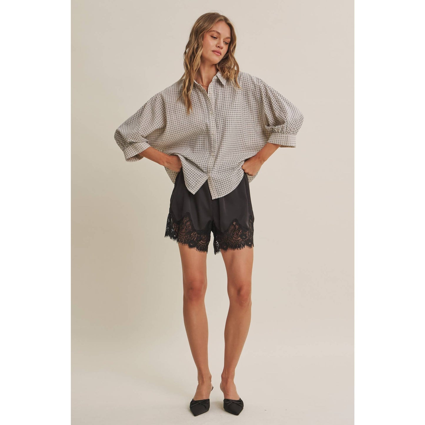 SATIN LACE ELASTIC WAIST SHORTS *More Colors*