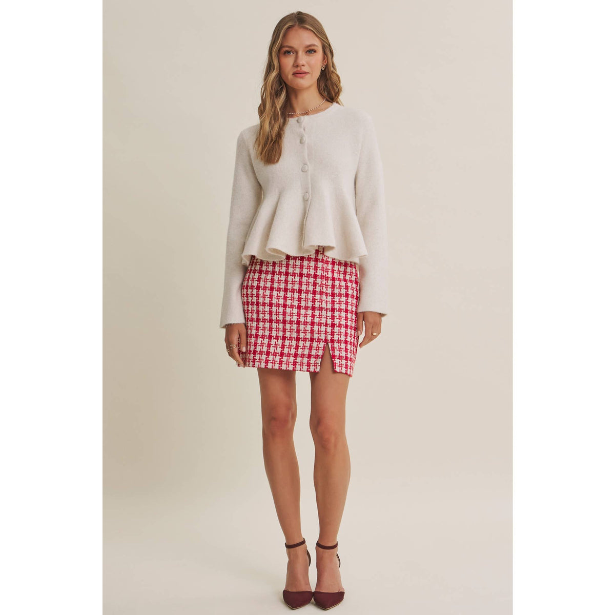 PEPLUM BUTTON SWEATER *MORE COLORS*