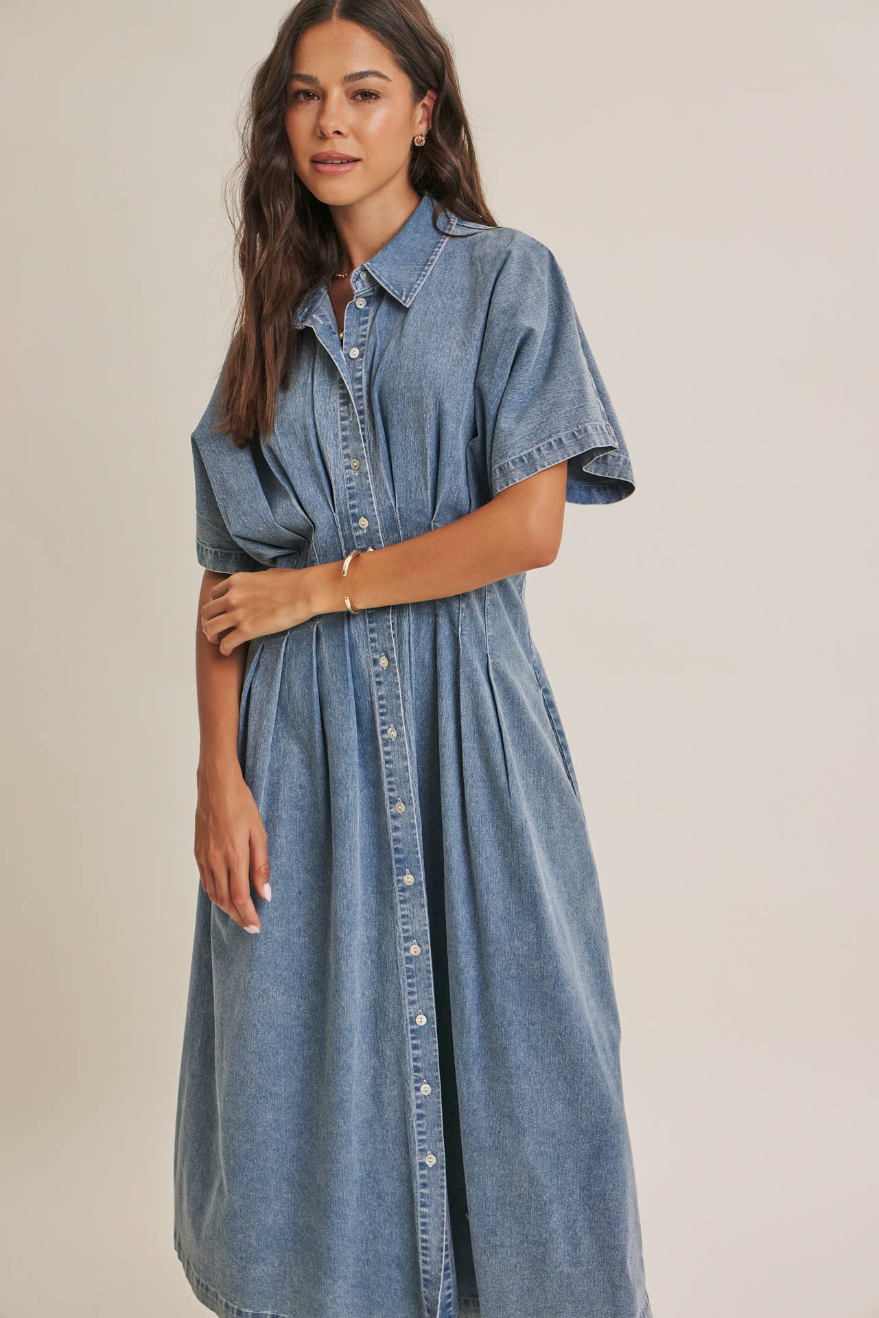 BUTTON-DOWN DENIM DRESS