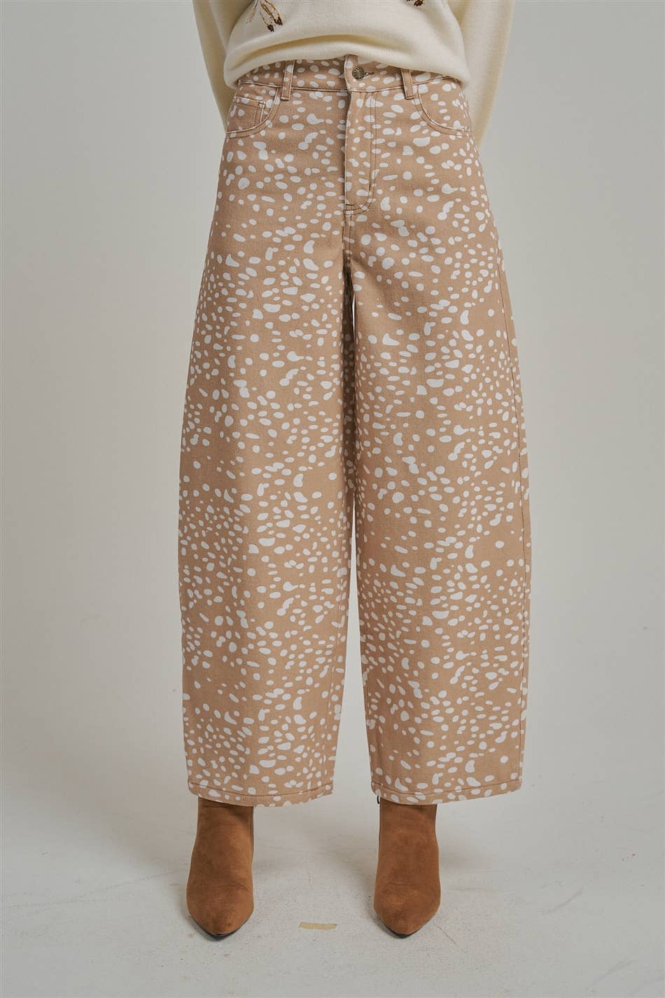 DEER PRINT WIDE LEG PANTS
