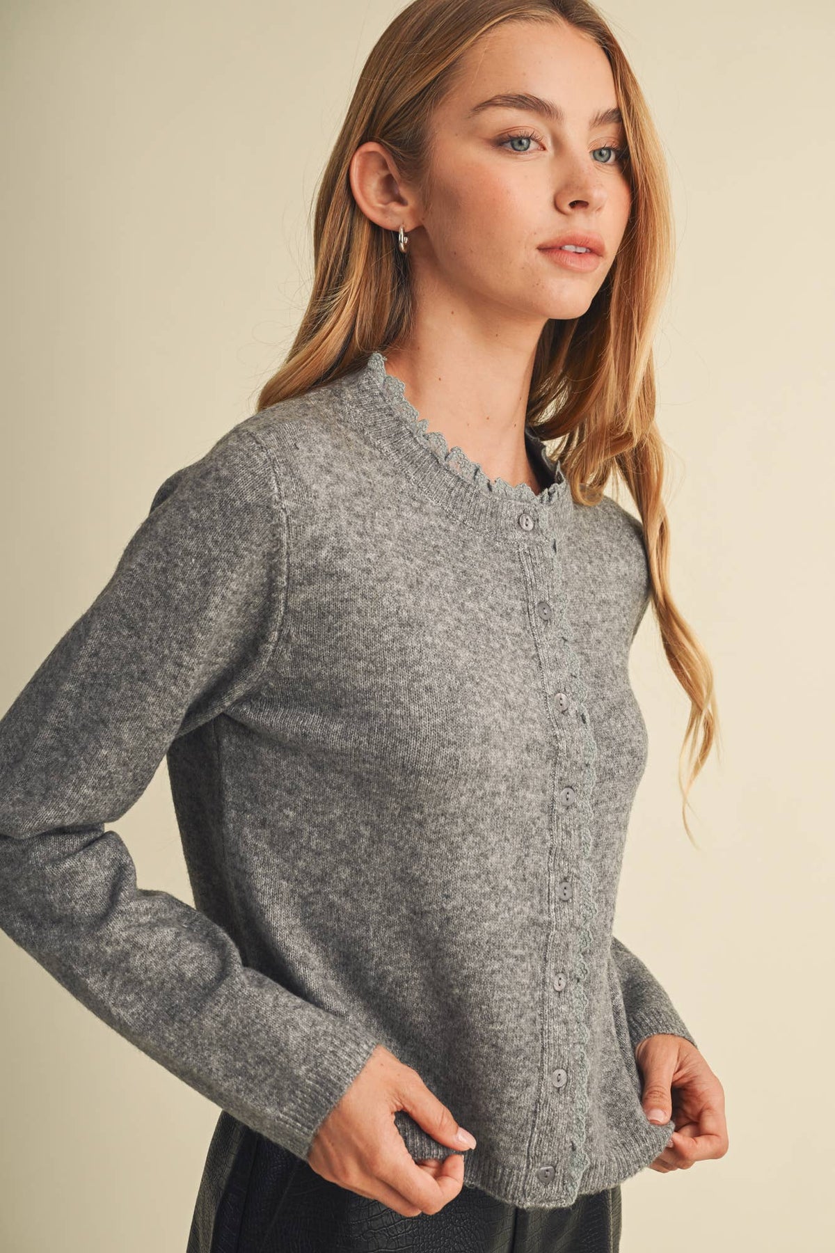 Ruffle-Trim Knit Blouse