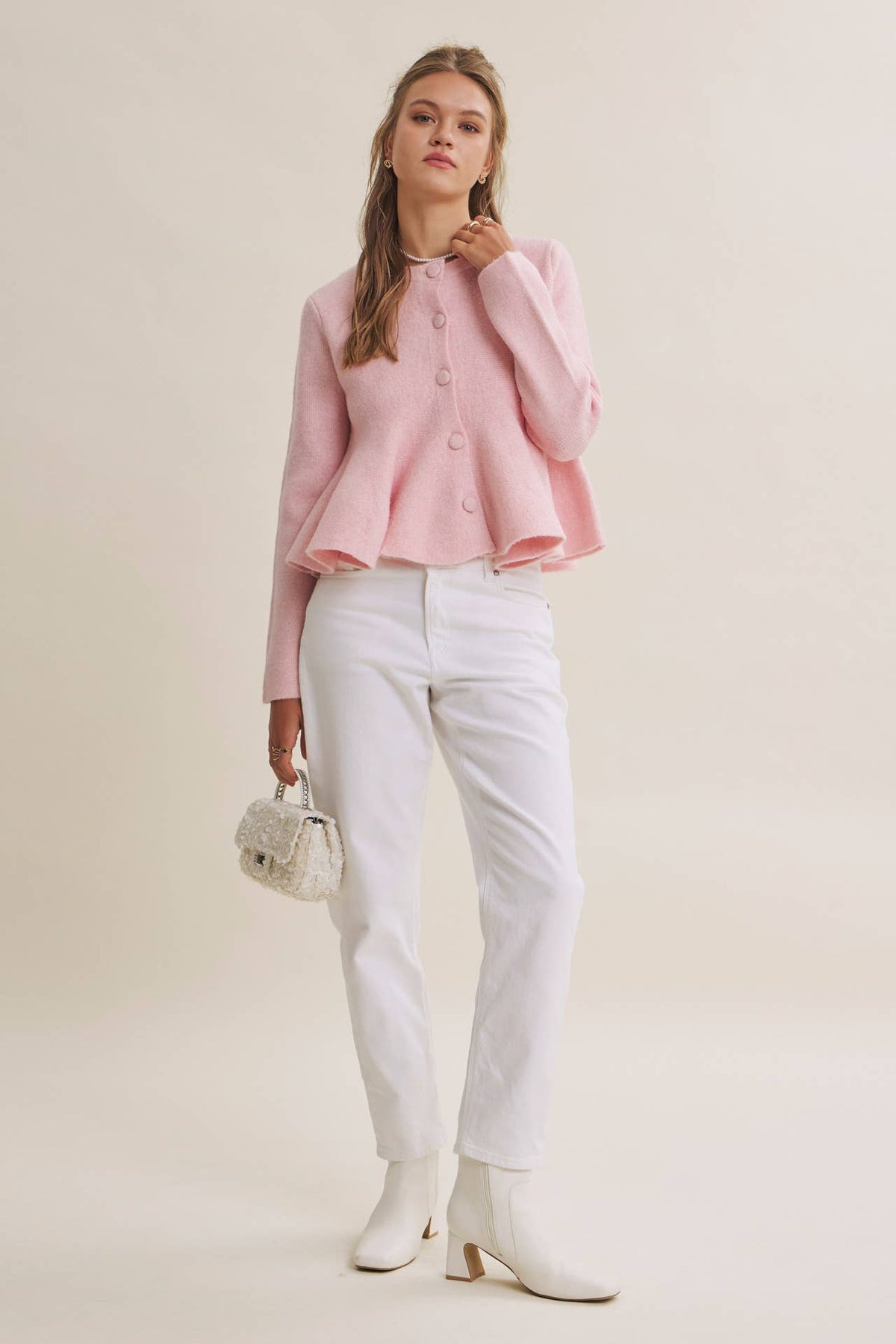 PEPLUM BUTTON SWEATER *MORE COLORS*