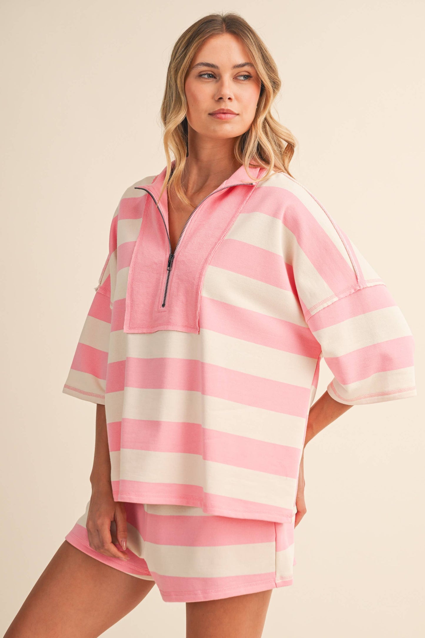 STRIPED HALF ZIP SET *More Colors*