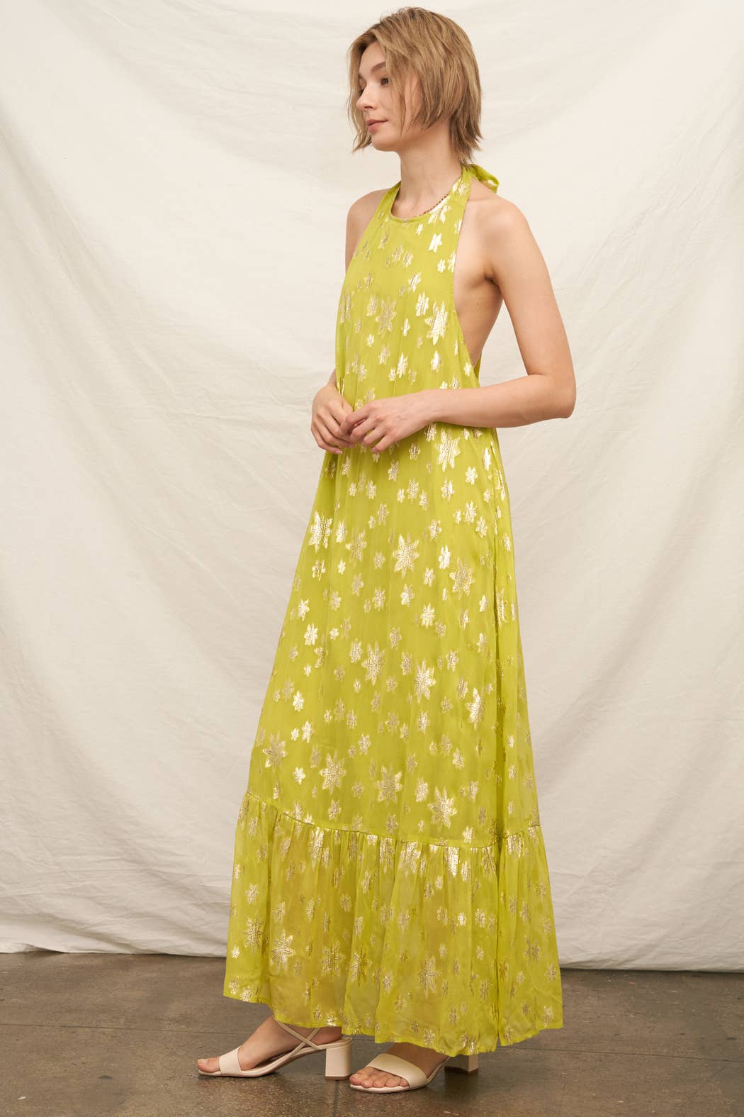 Halter Neck Metallic Maxi