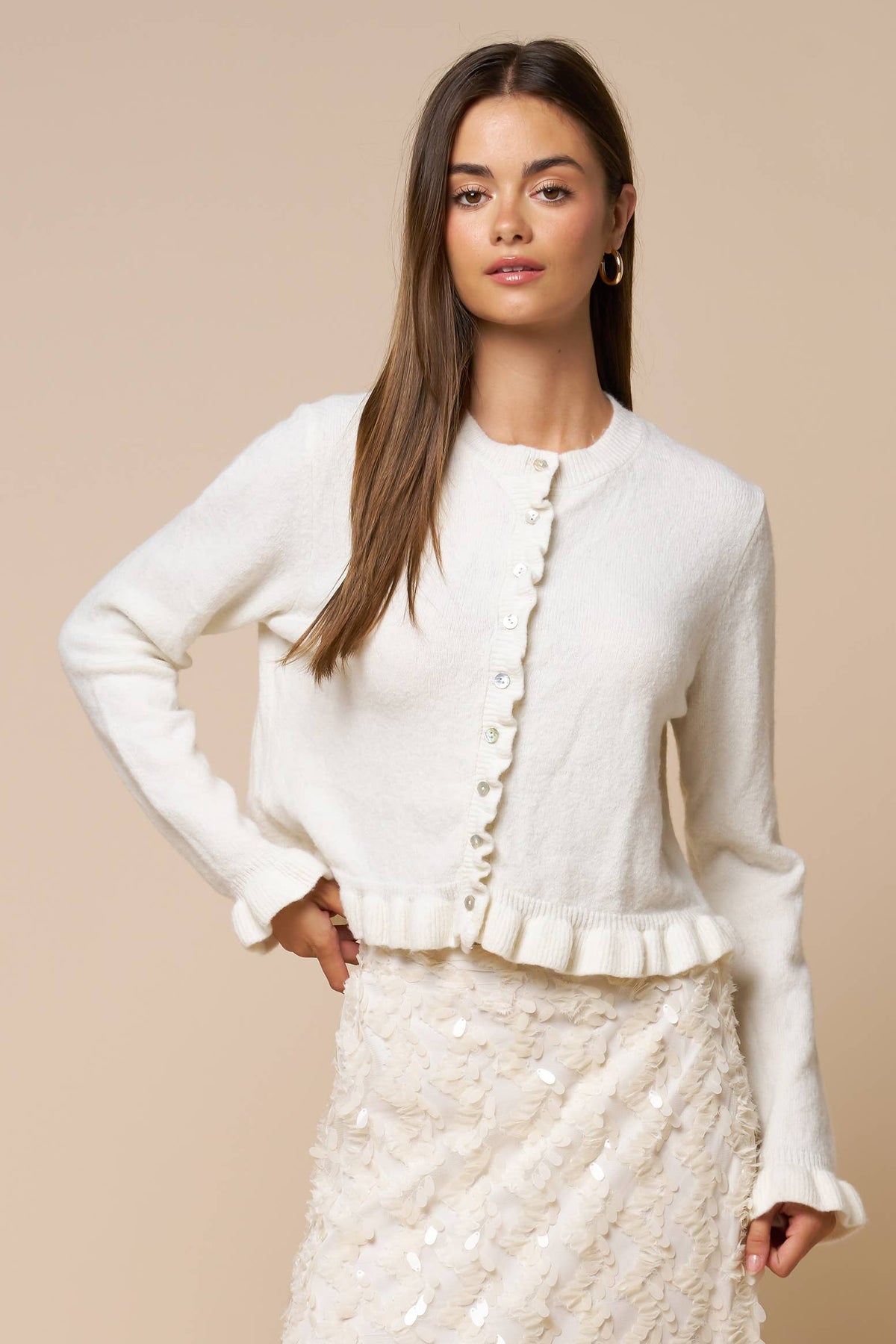 Ruffled Hem Cardigan